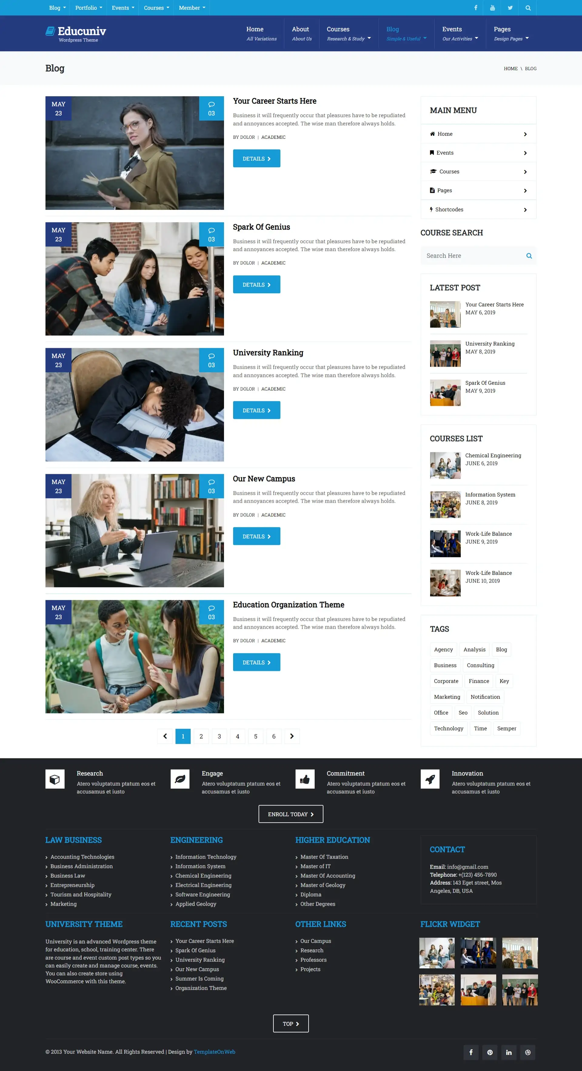 College education blogs list page
