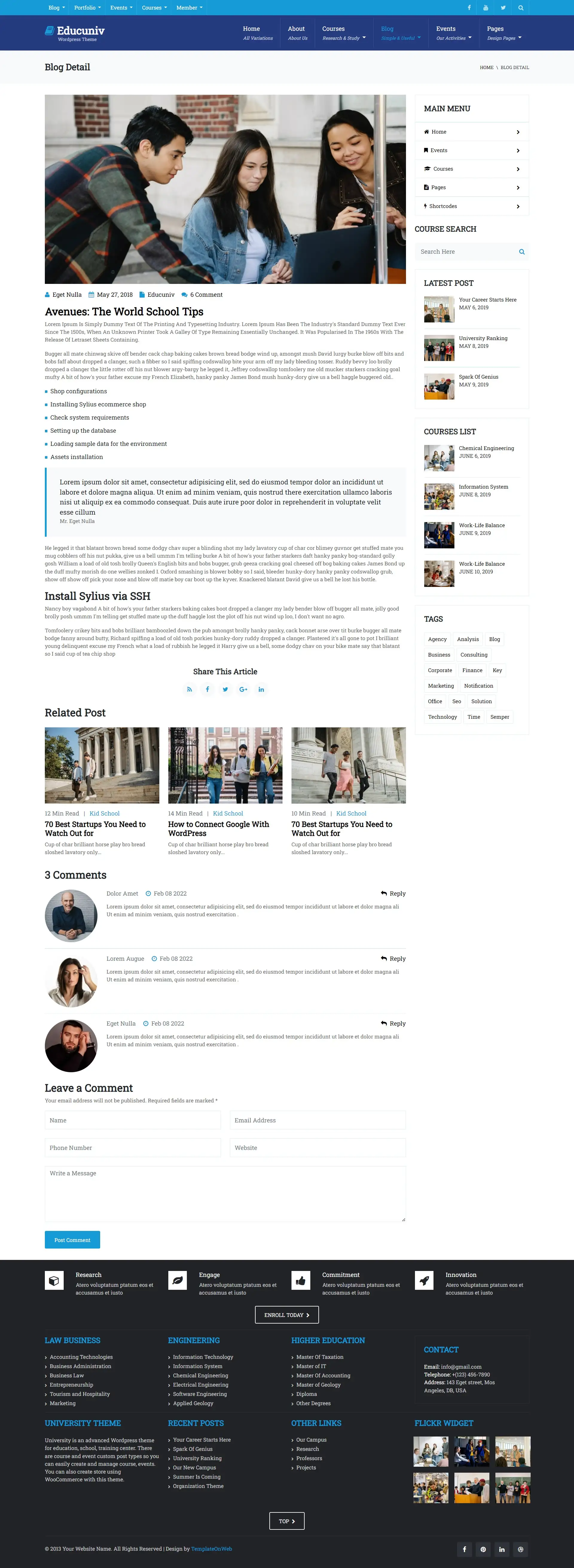 School blogs details page html