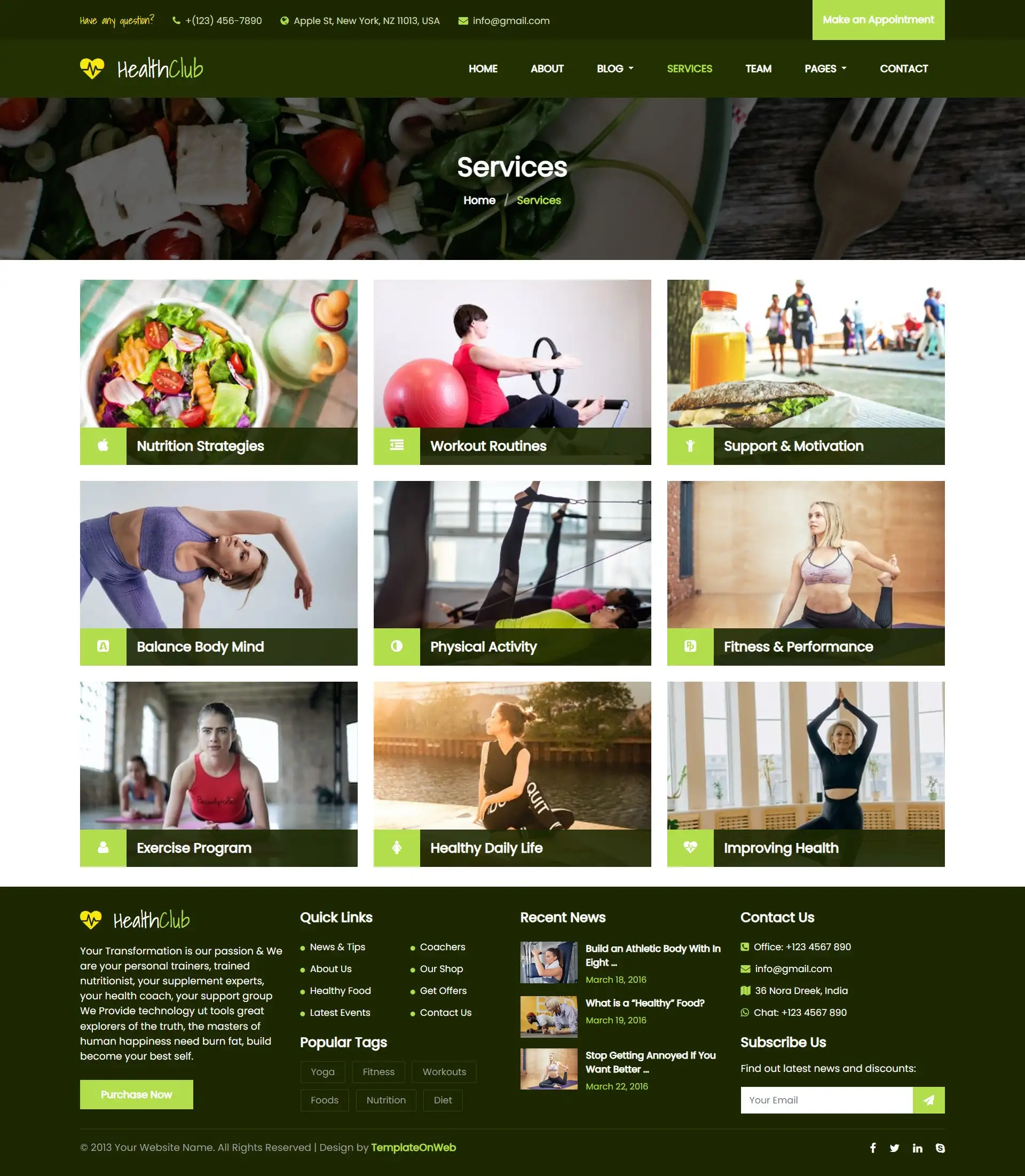 Fitness program and services bootstrap5