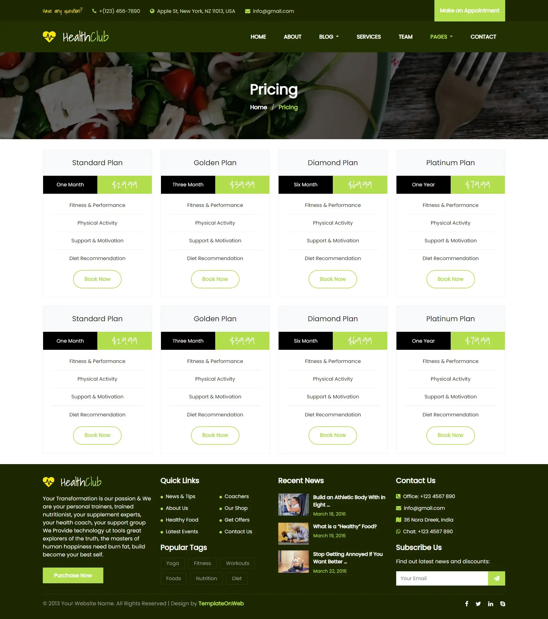 Freestyle training pricing page html