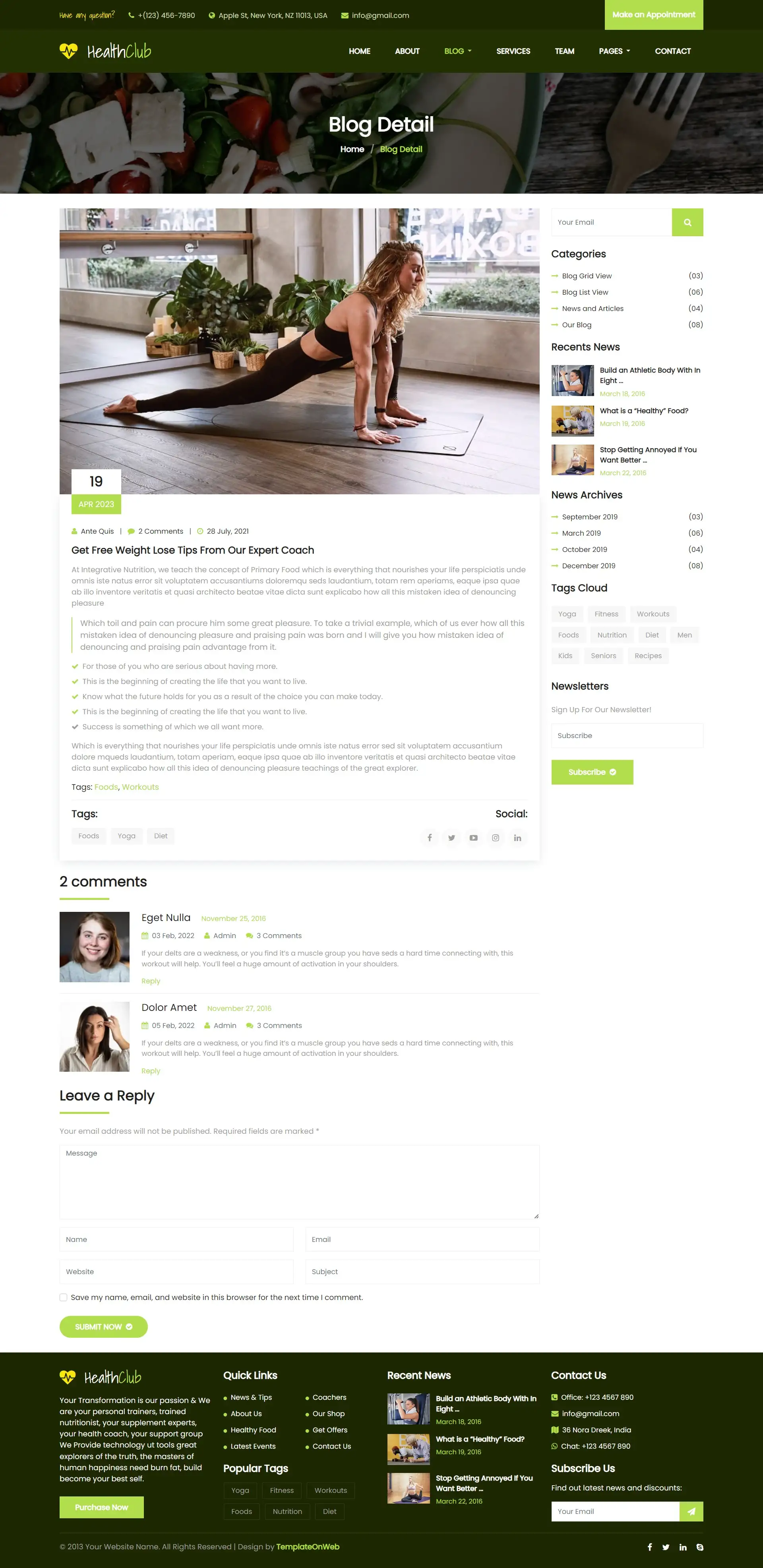 Physical exercise tips detail