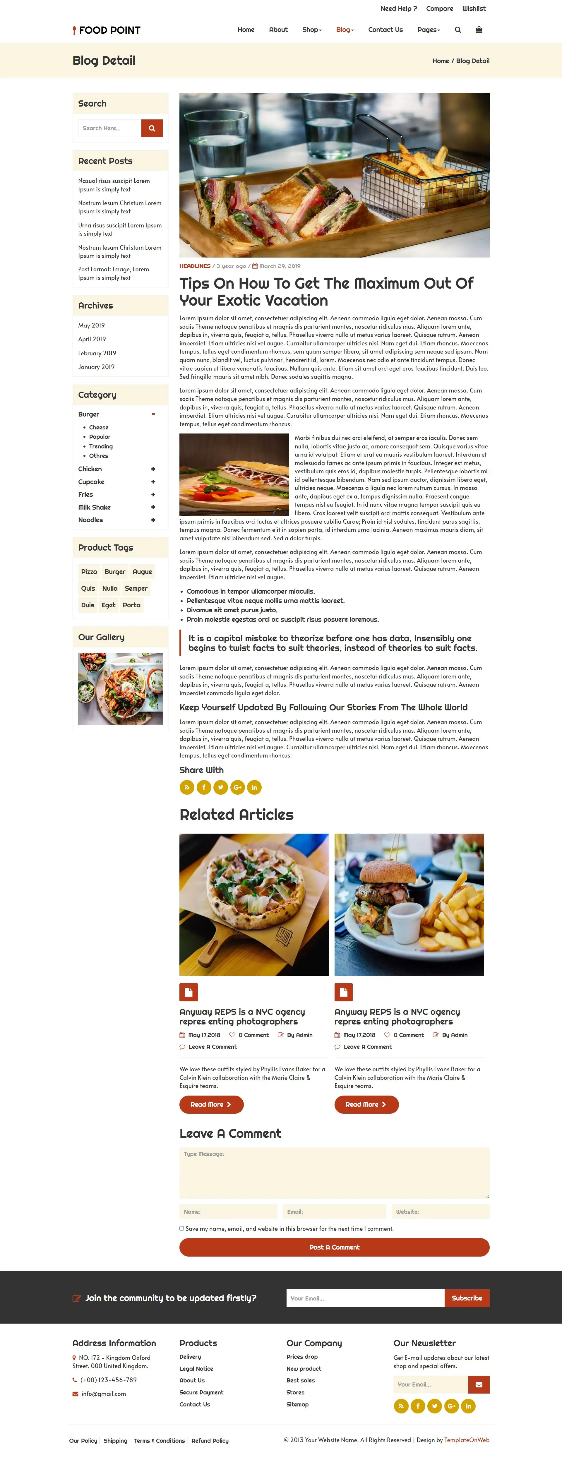 Food cooking blog details page bootstrap5