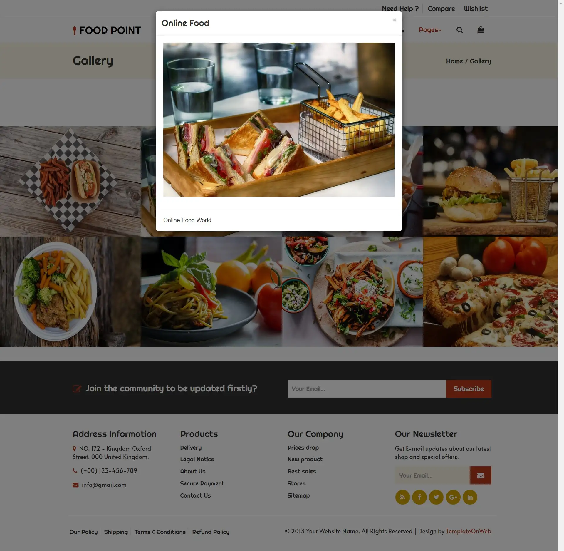 Online explore foods in gallery web page