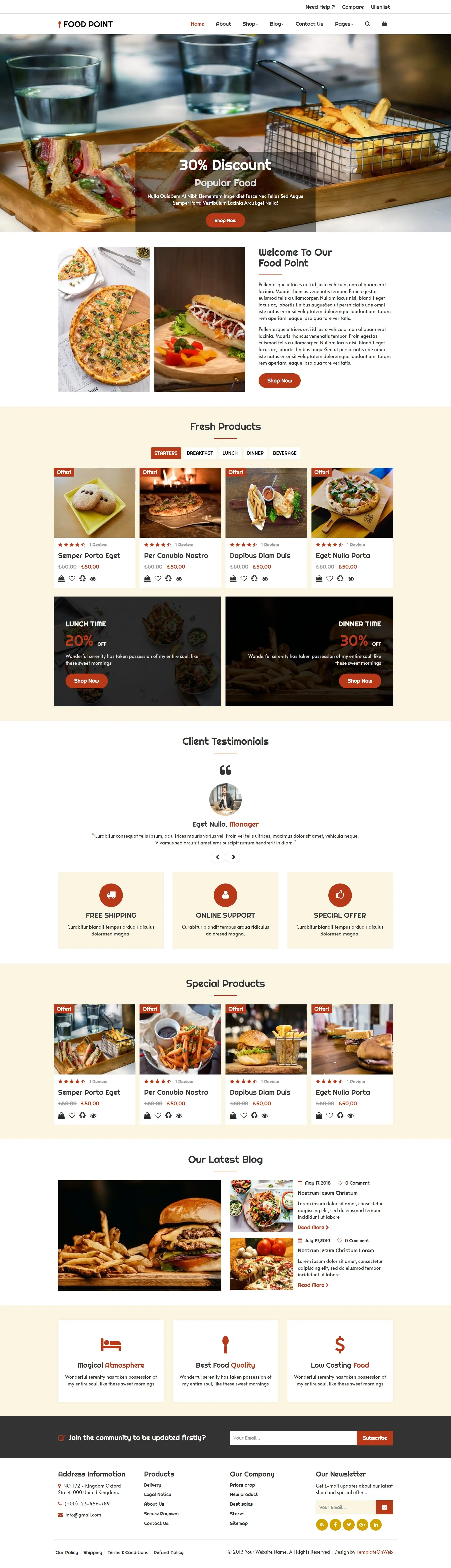 Order food online website template html