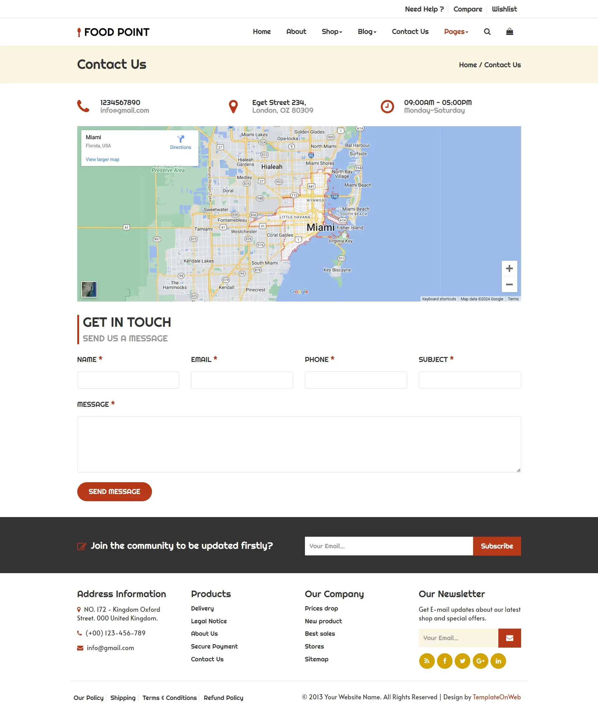 Users food realated queries html form