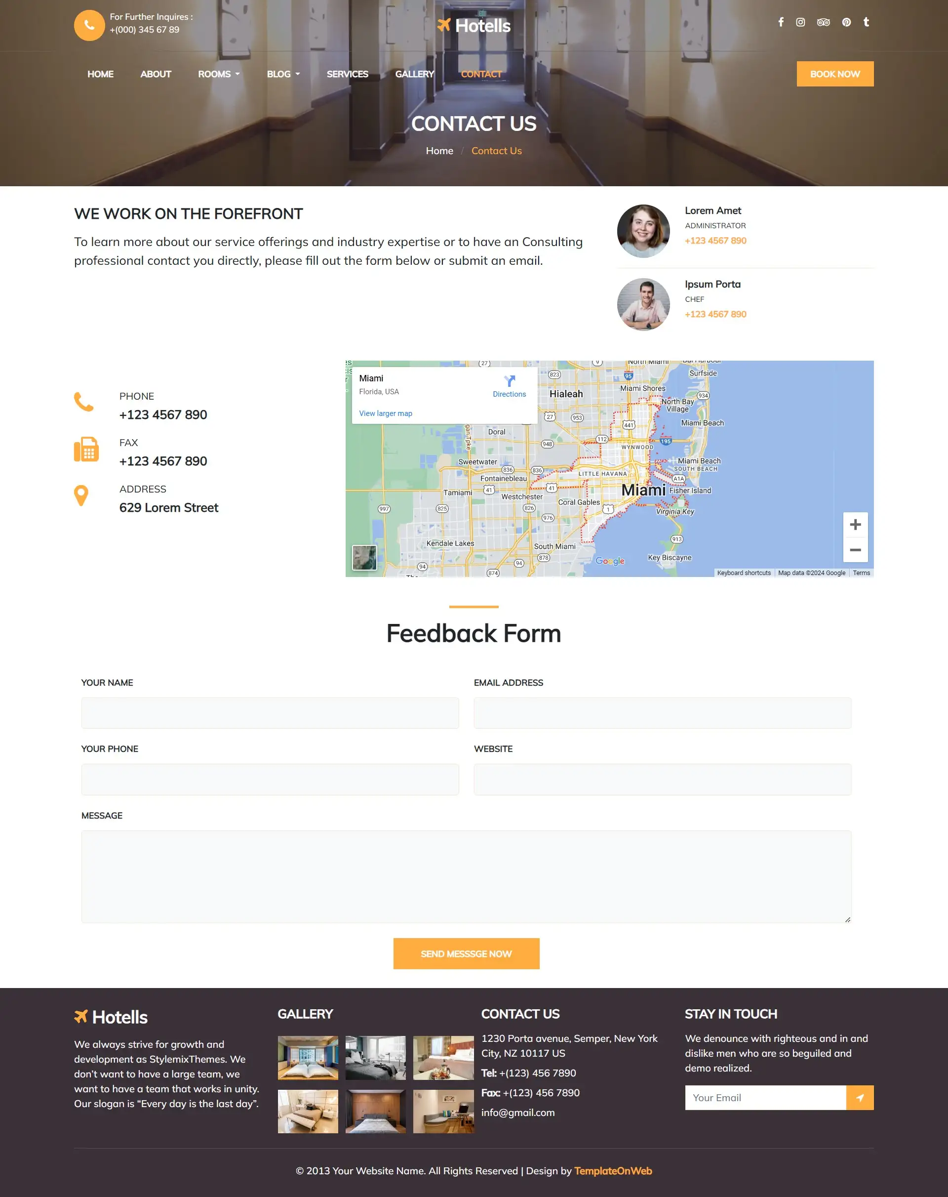 Hotel booking queries form
