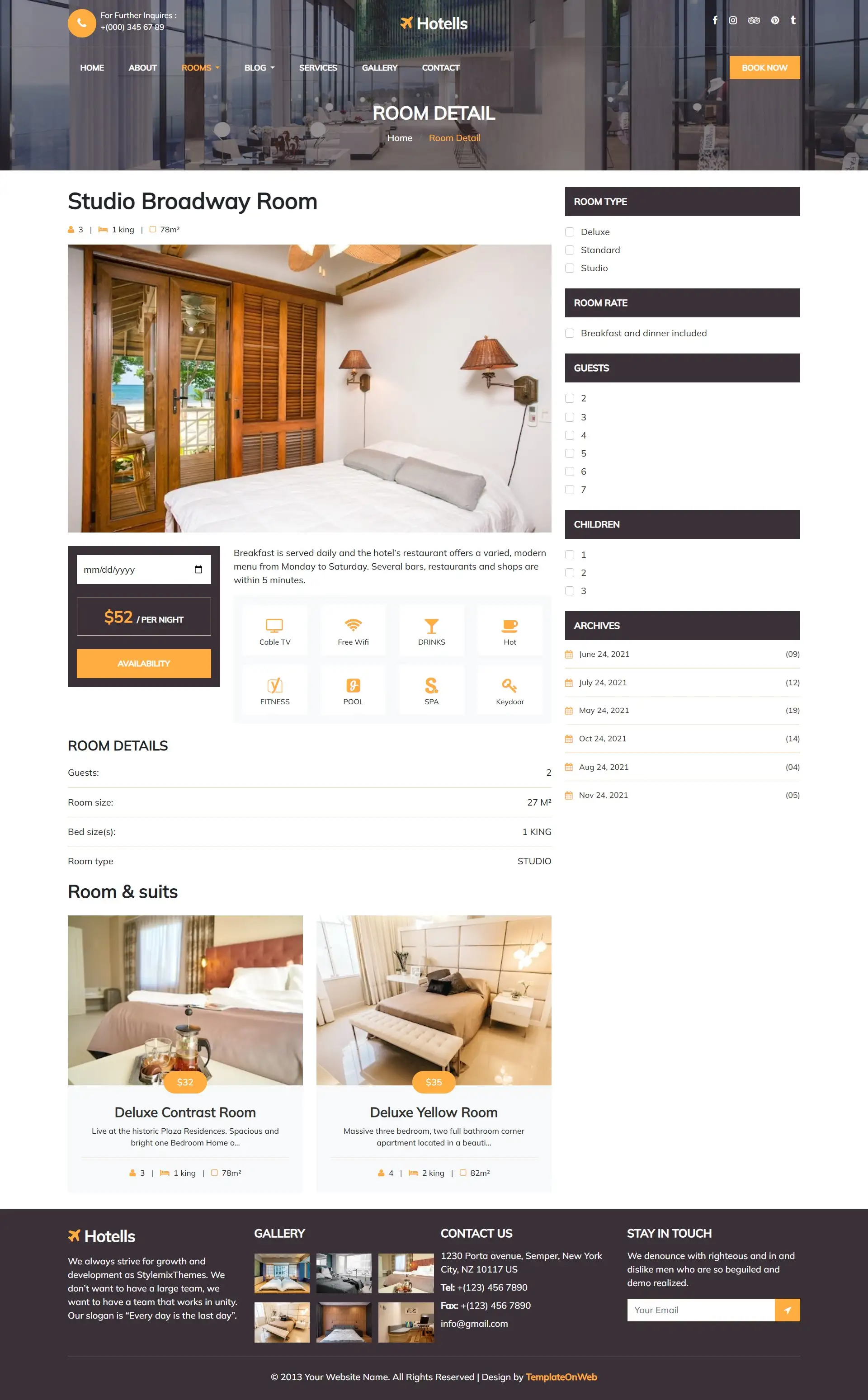 Hotel room details page bootstrap