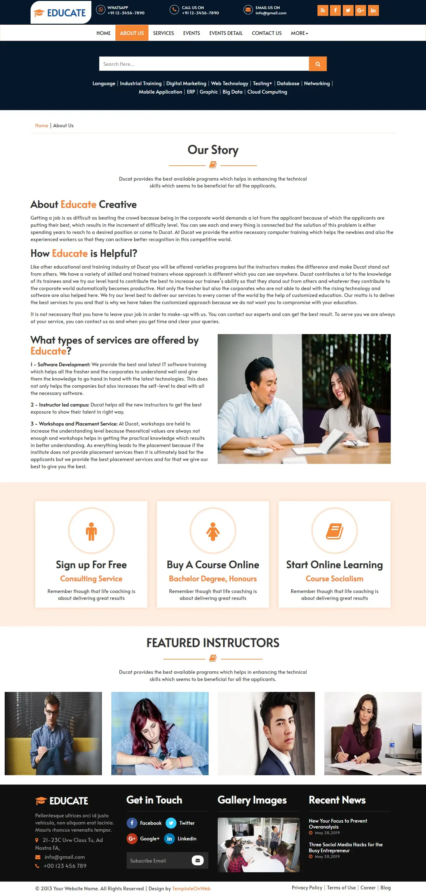 About campus study learning web page