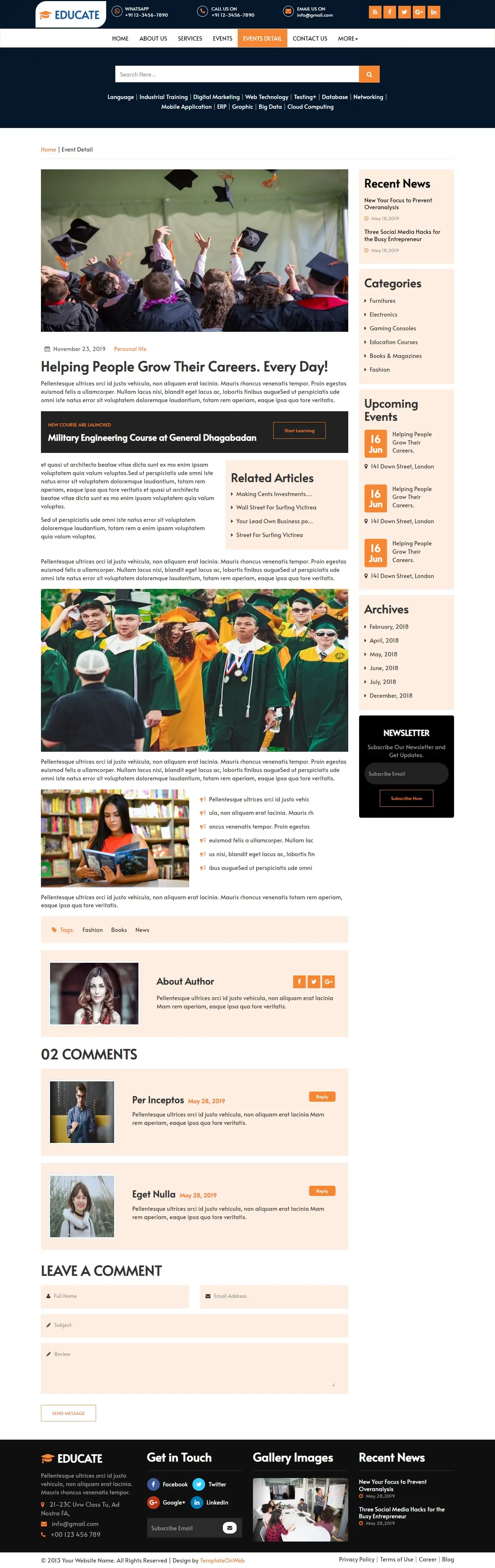 Educational study event details bootstrap