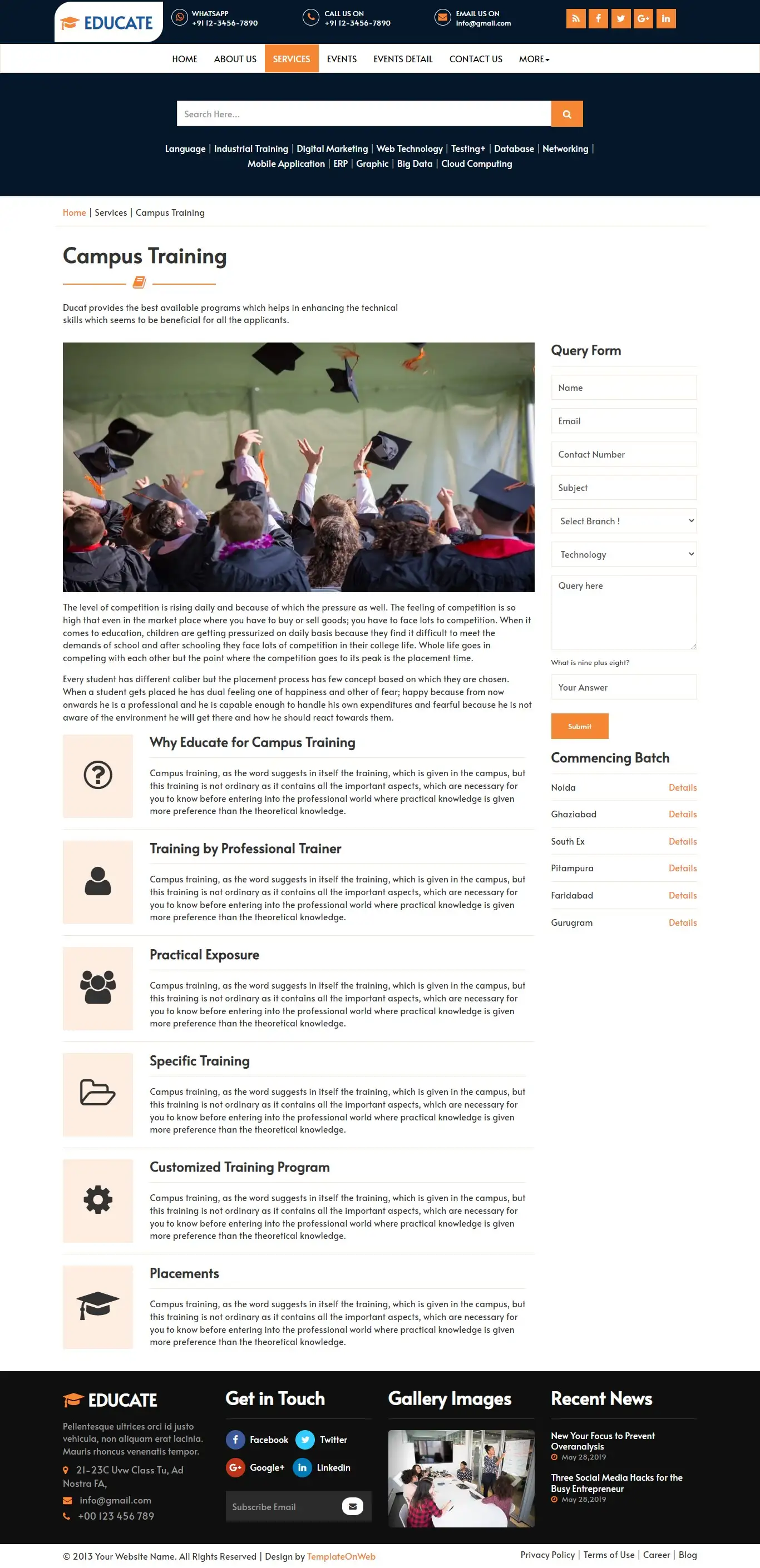 Learning center services responsive html