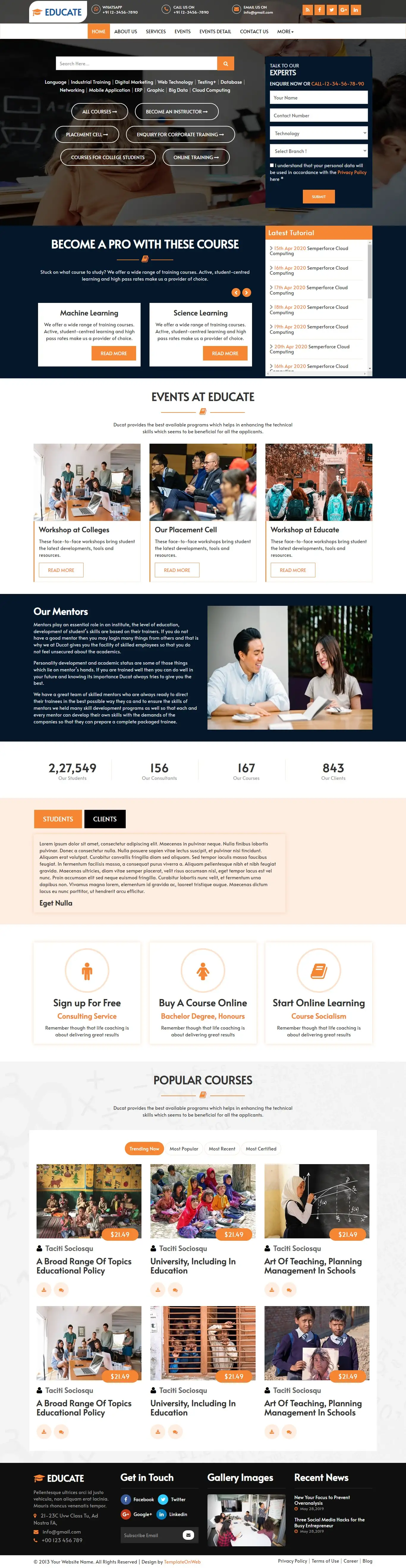 Professional education learning center home page