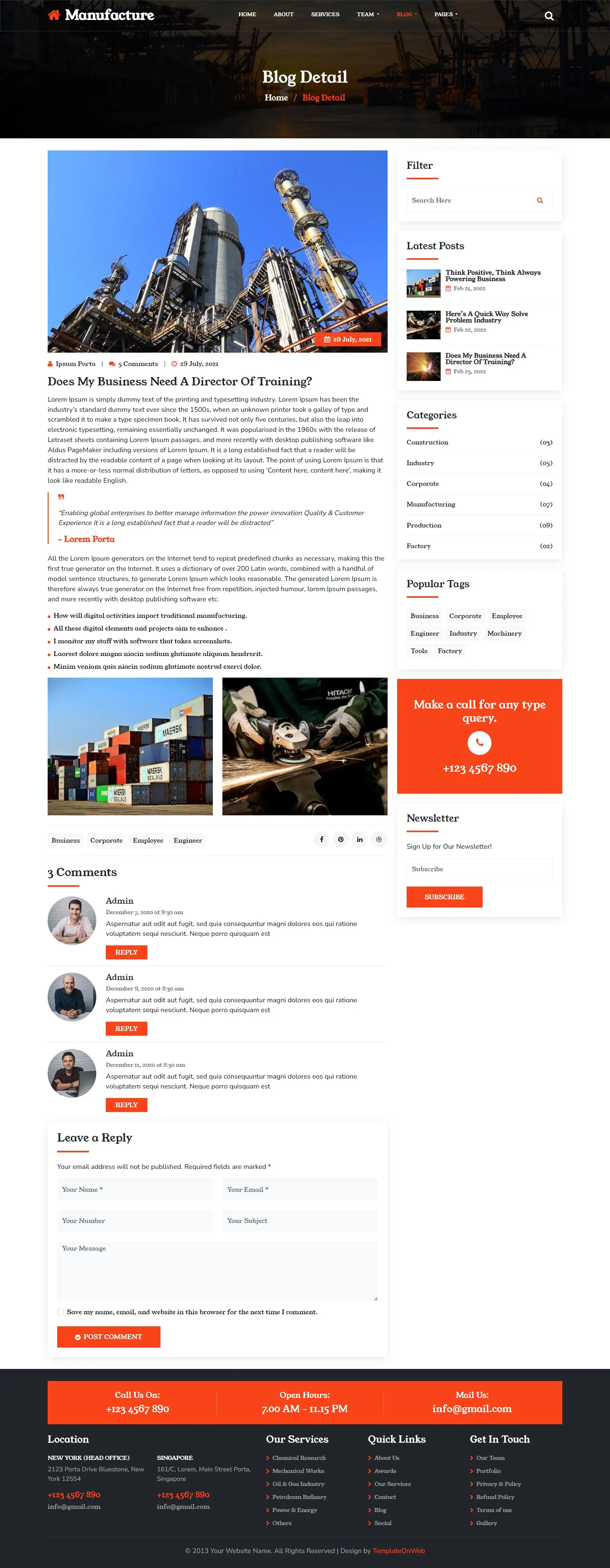 Manufacturer products blog details page