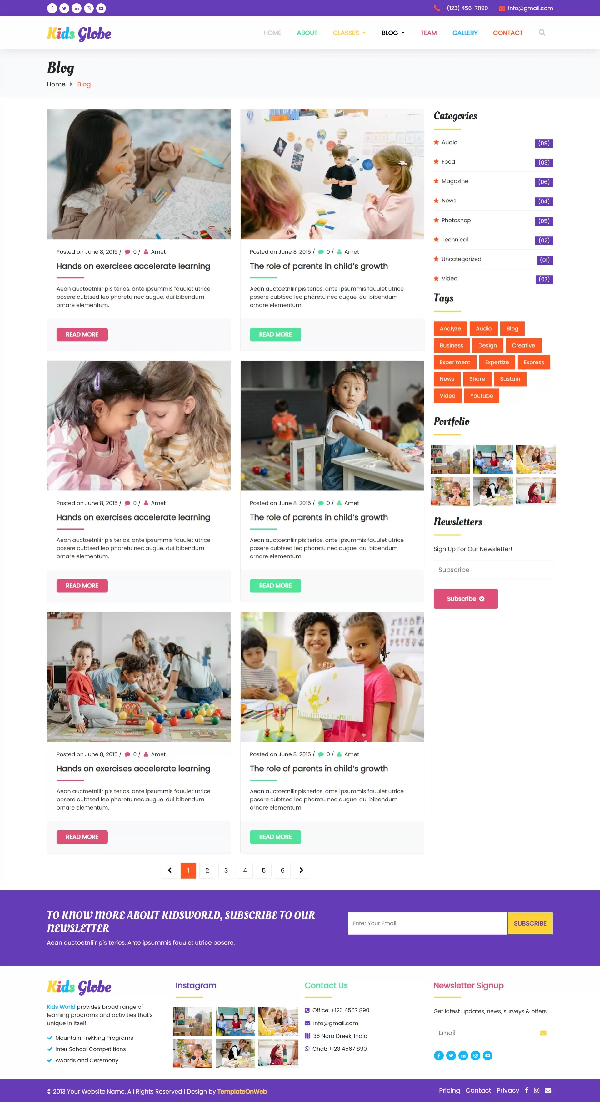 Blogs list page for parents needing care during weekends or holidays