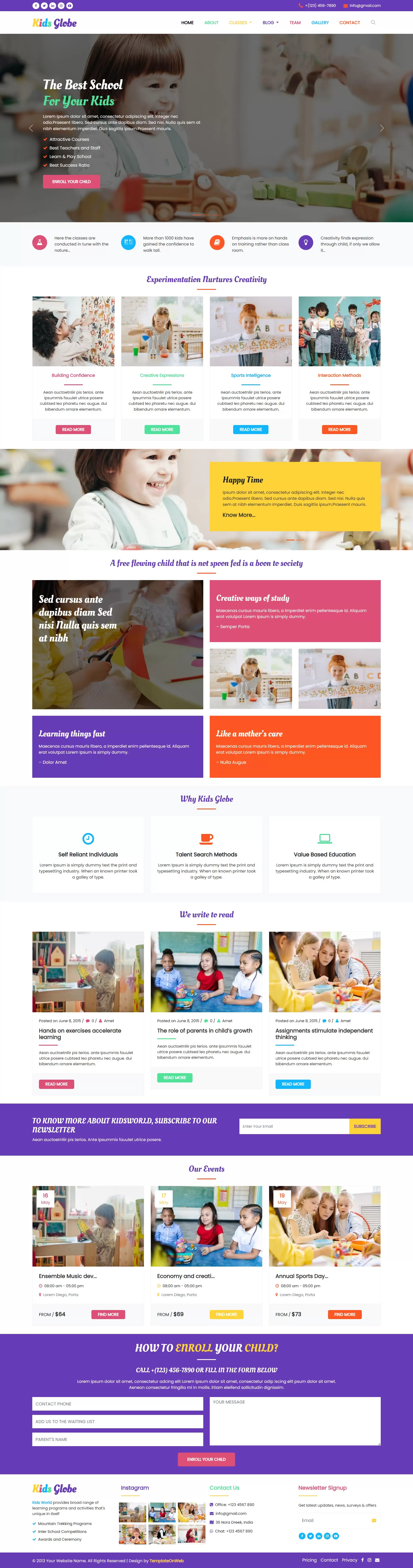 Child center home page design