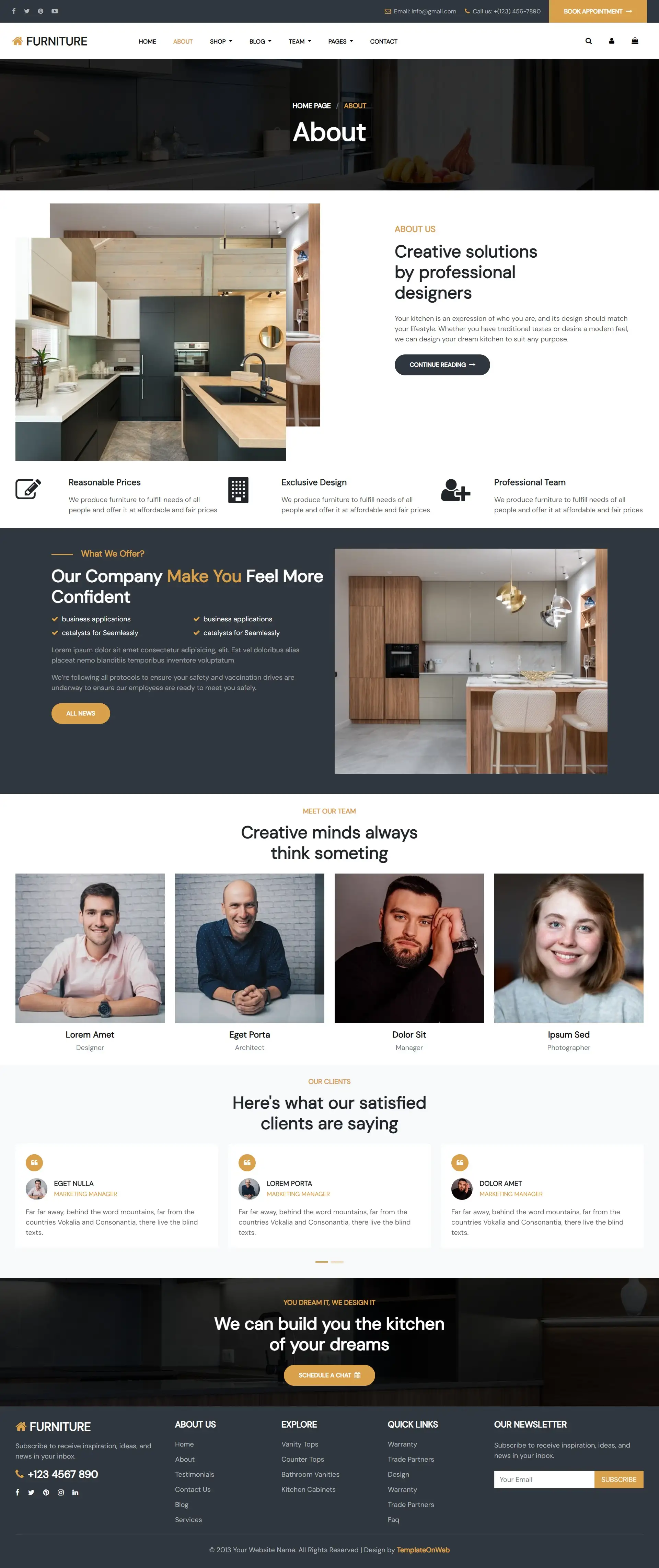 About interior furniture shop responsive web page