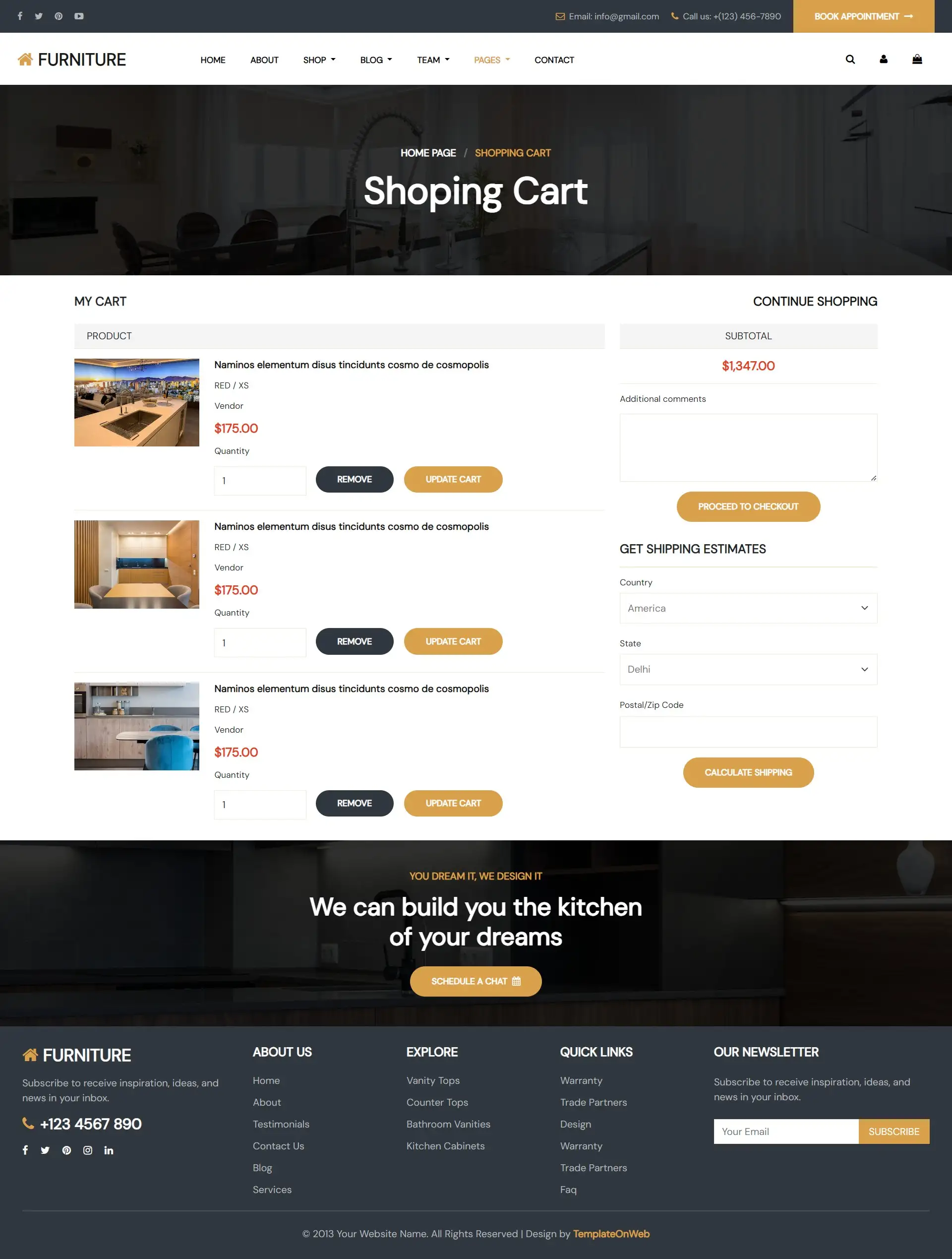 Home wooden furniture online cart bootstrap5