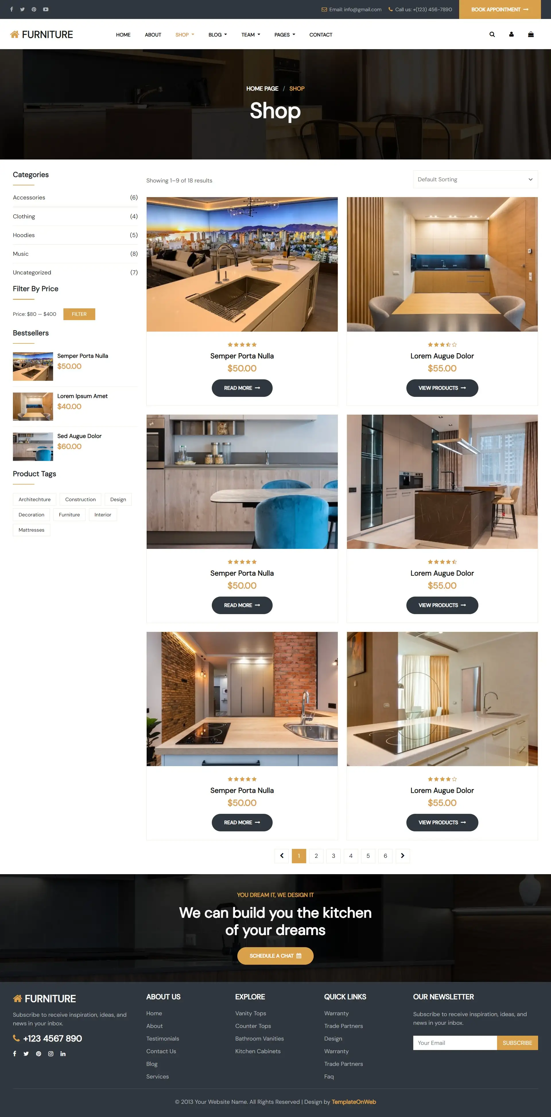 Online furniture shop page html