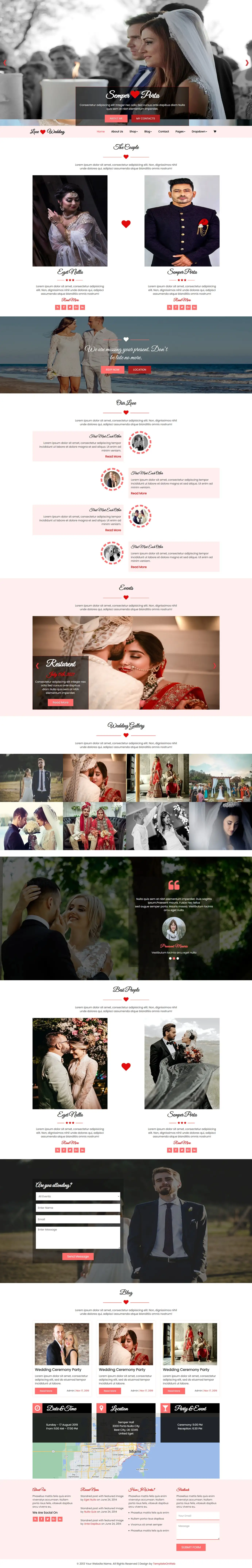 Wedding organiser website template home page