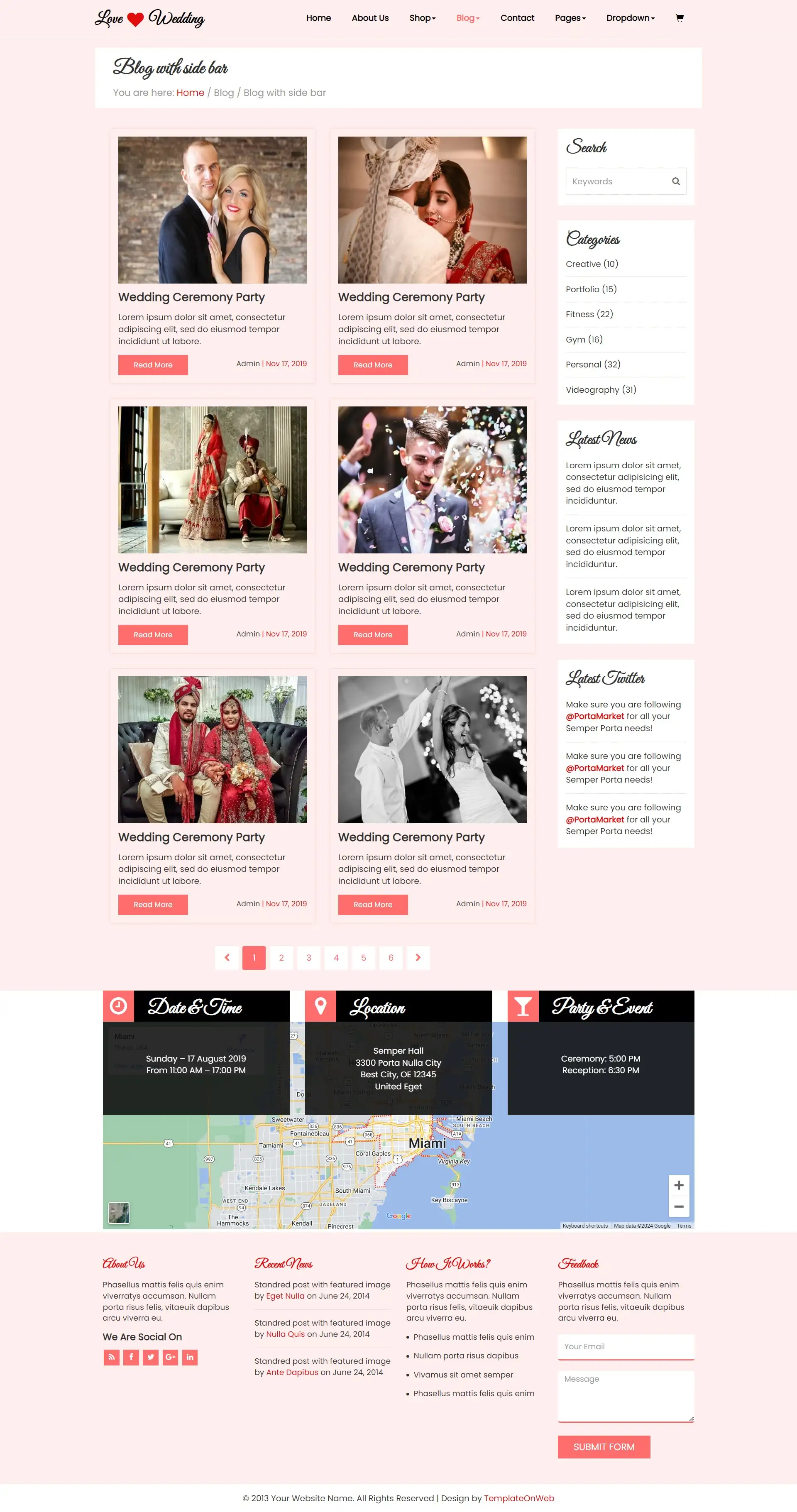 Wedding function blogs responsive page