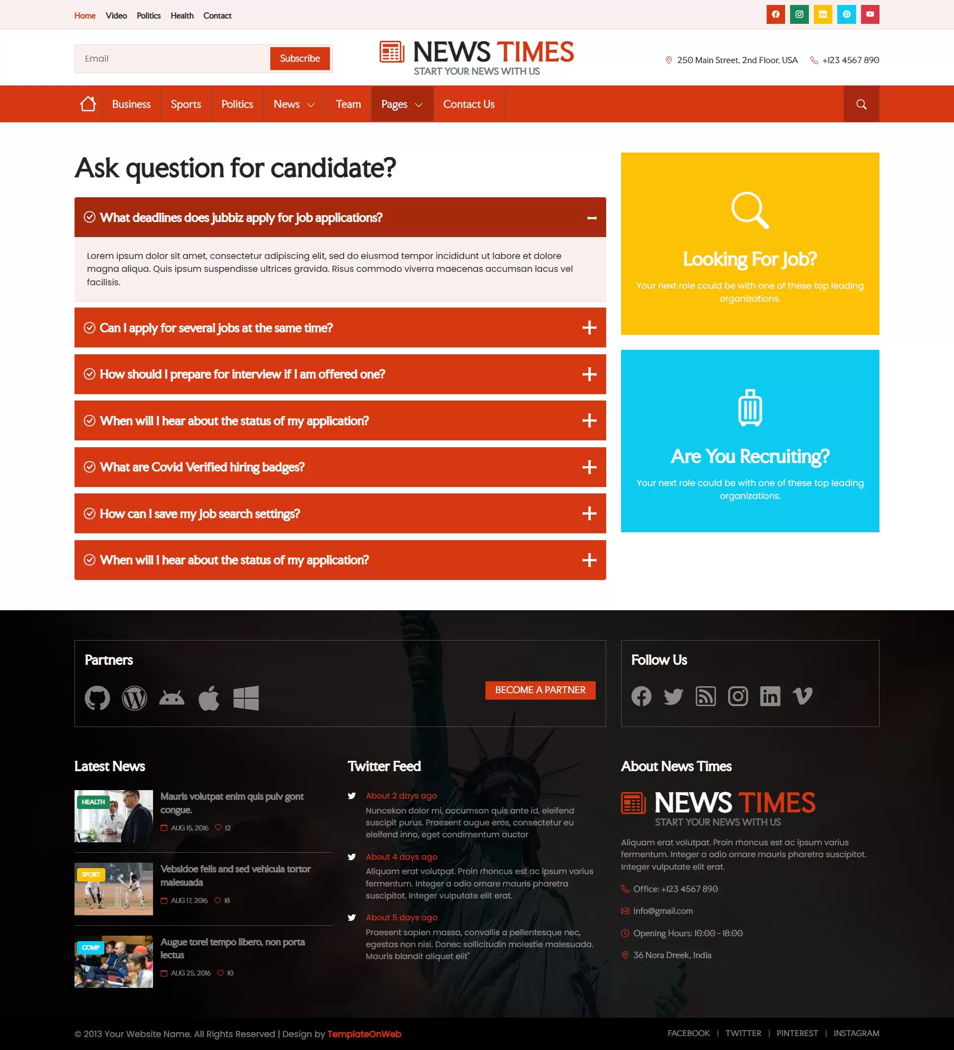 Newspaper readers common faqs using accordian