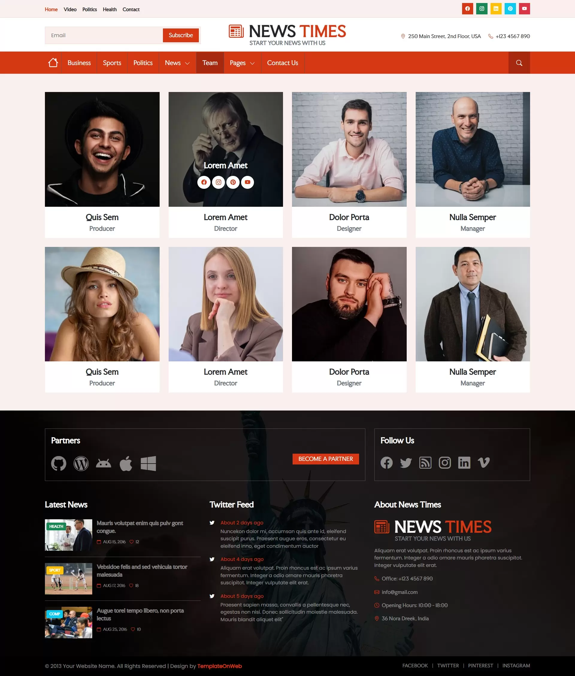 Online newspaper editors, journalists, publishers list page