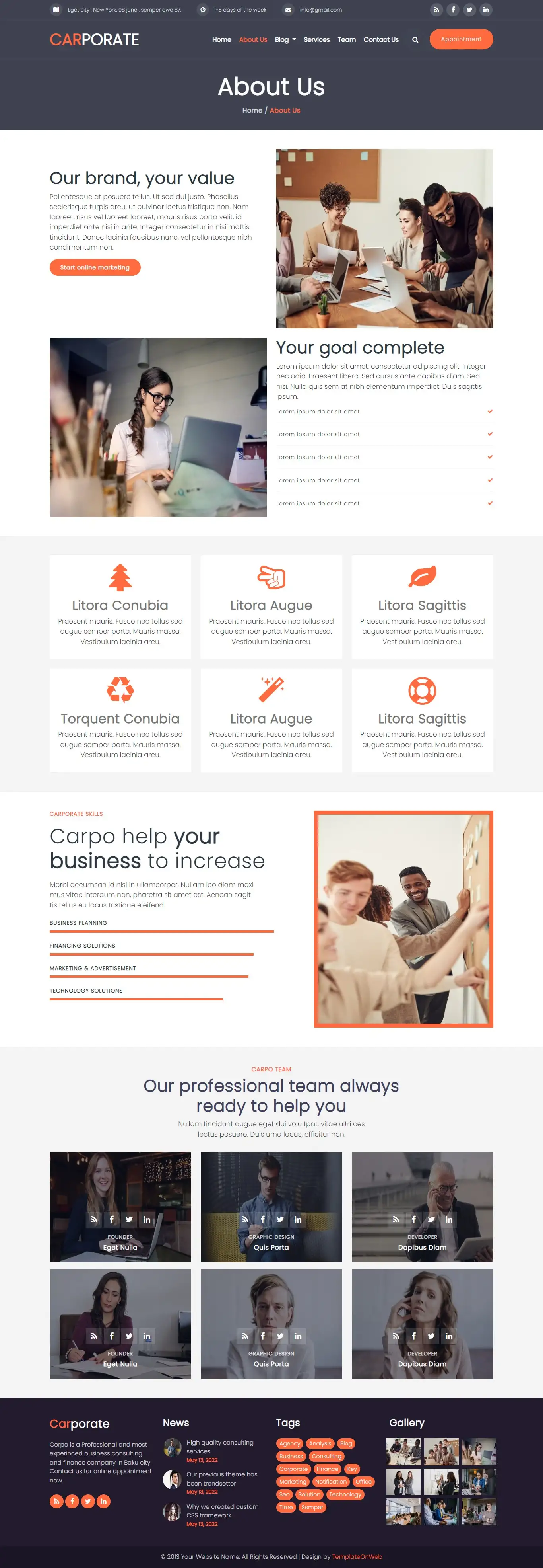 Professional corporate business about us page