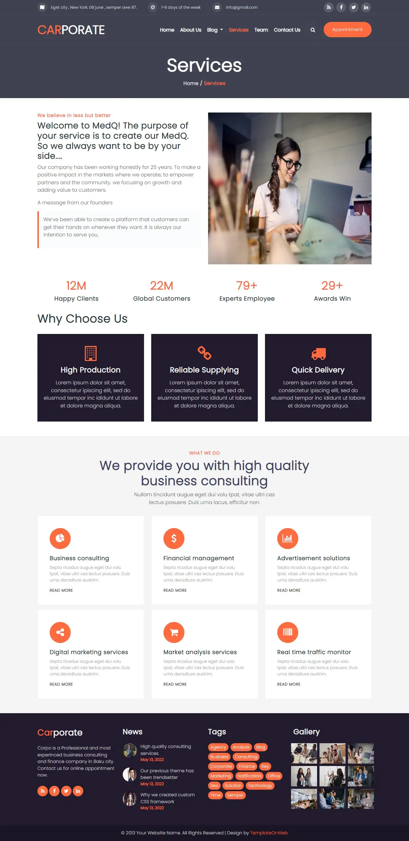 Responsive company services page web design