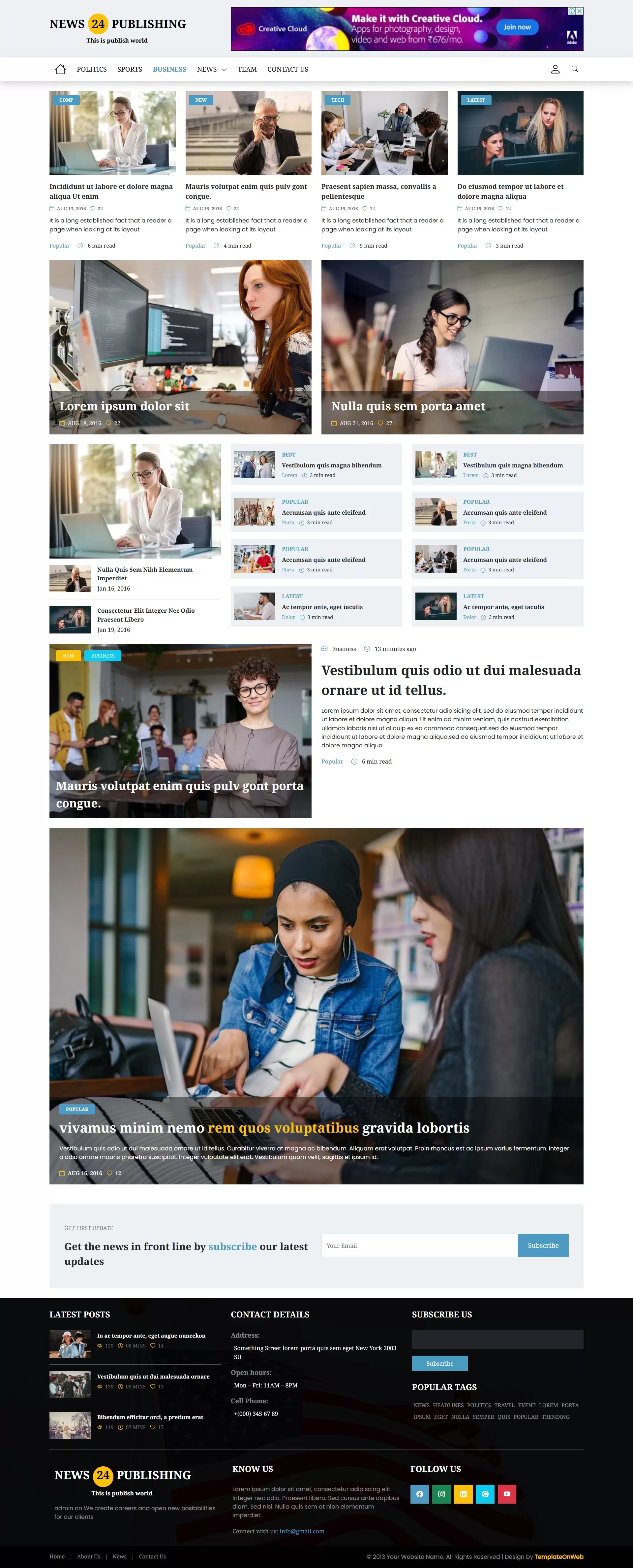 Business news publication page preview image