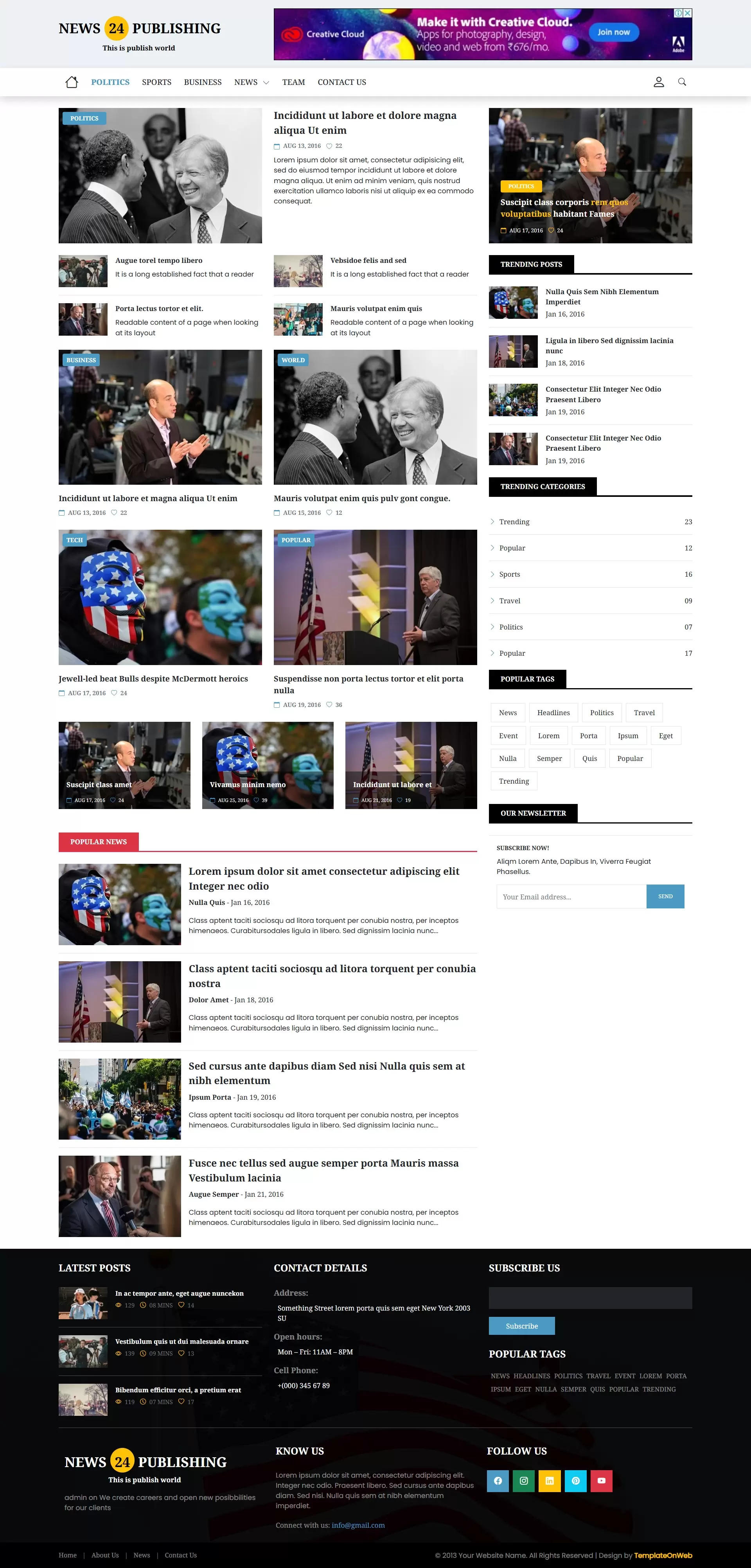 Politics news publication page preview