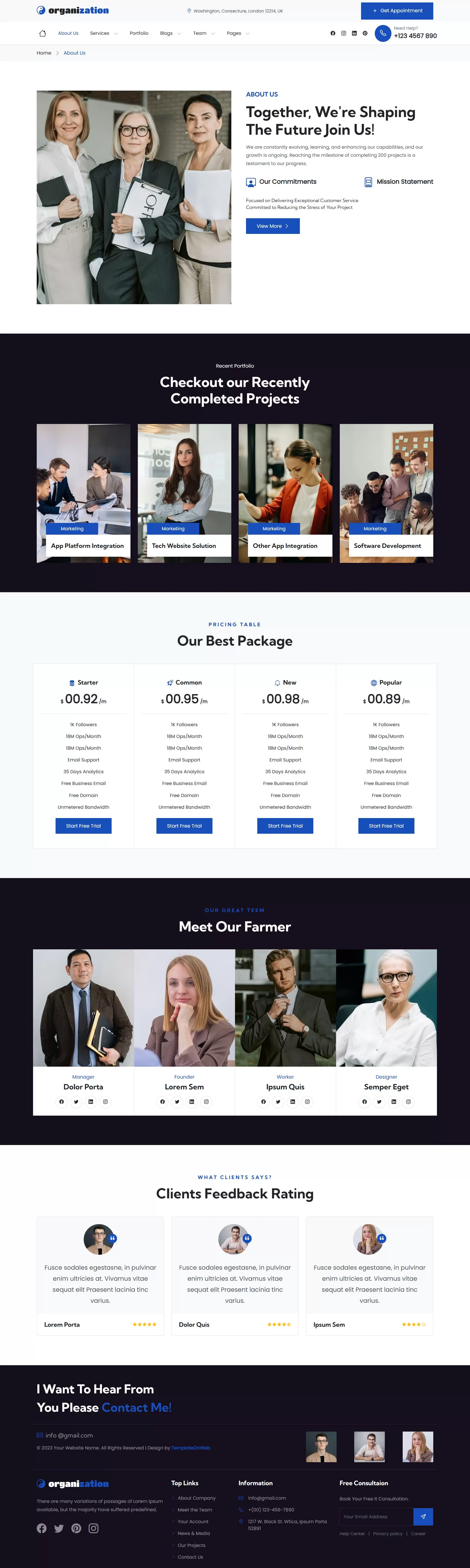 About Us page – show company history, mission, vision, leadership
