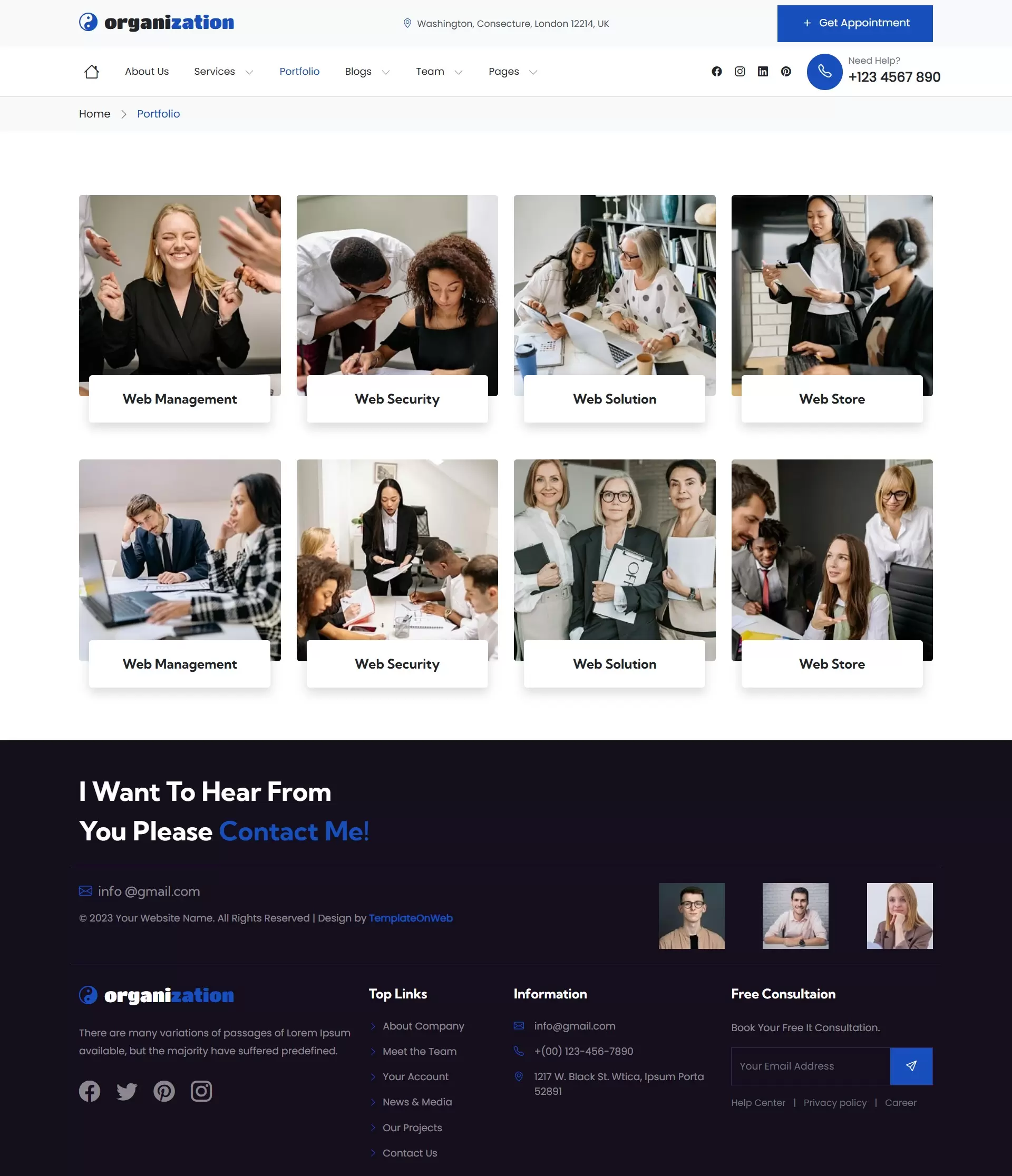Organization projects and work gallery html