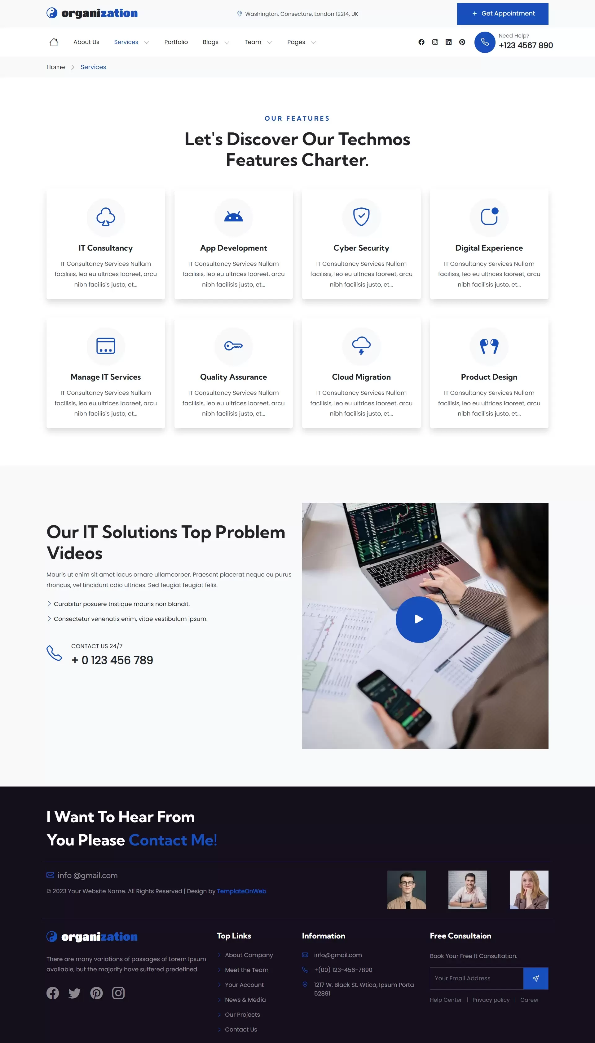 Organization services listing page design in bootstrap5