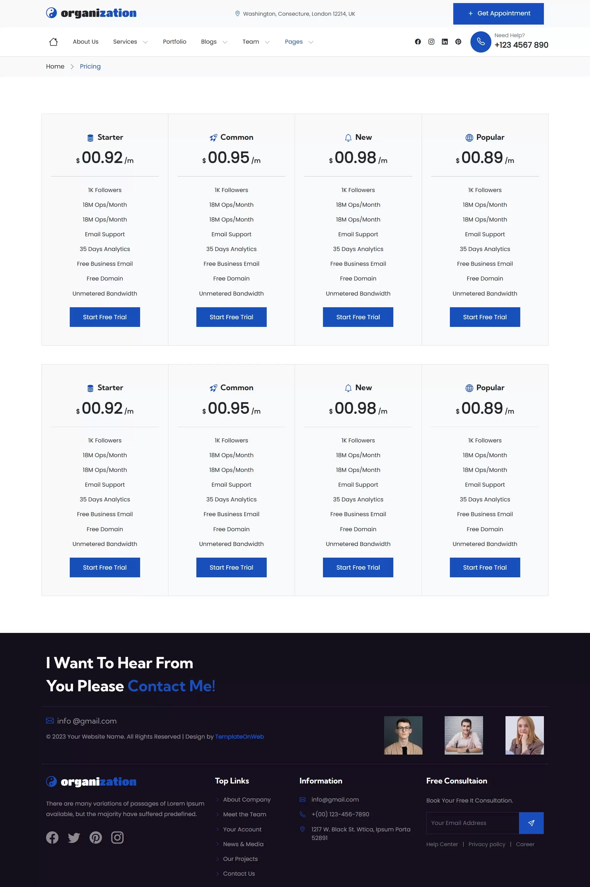 Project creation cost listing page preview