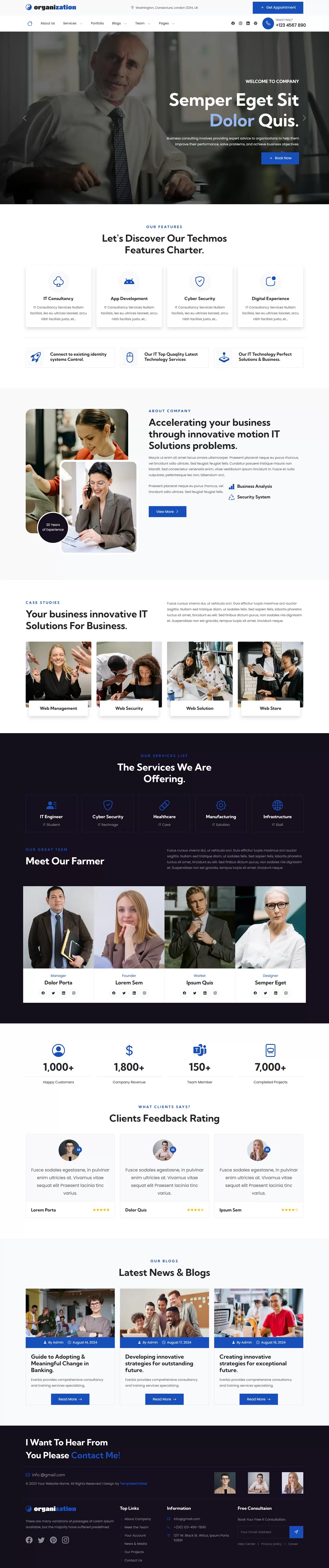Website template for organization home page html preview