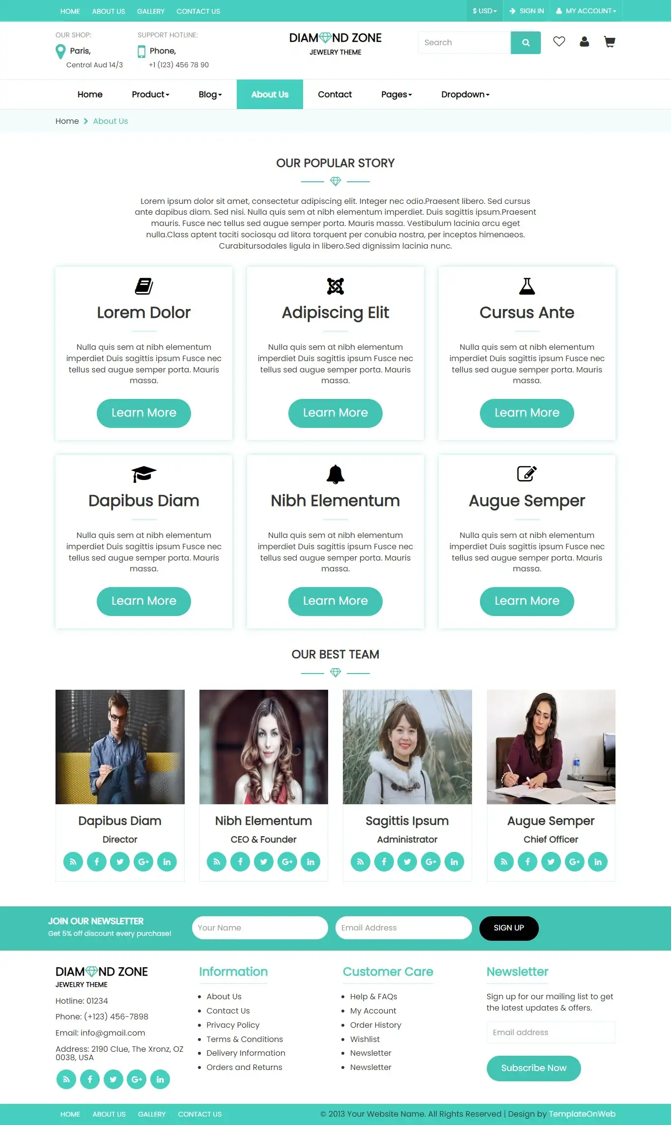 About gold diamond shop website html page