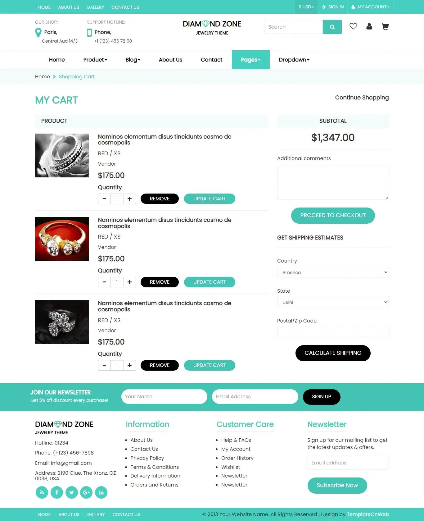 Adornments sell shopping cart