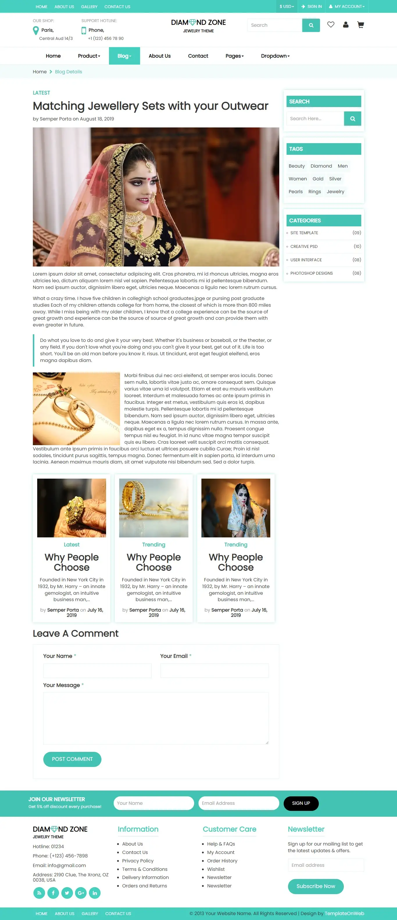 Ornaments blogs detail in bootstrap