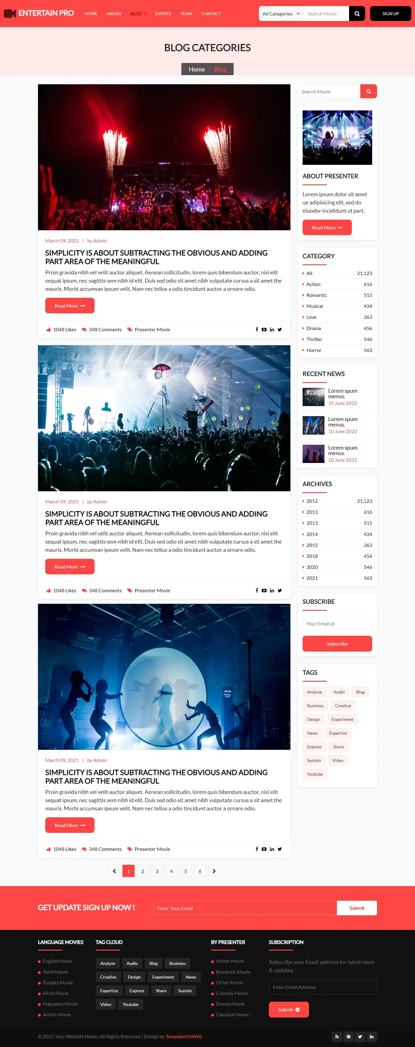 Film rating blogs listing responsive html