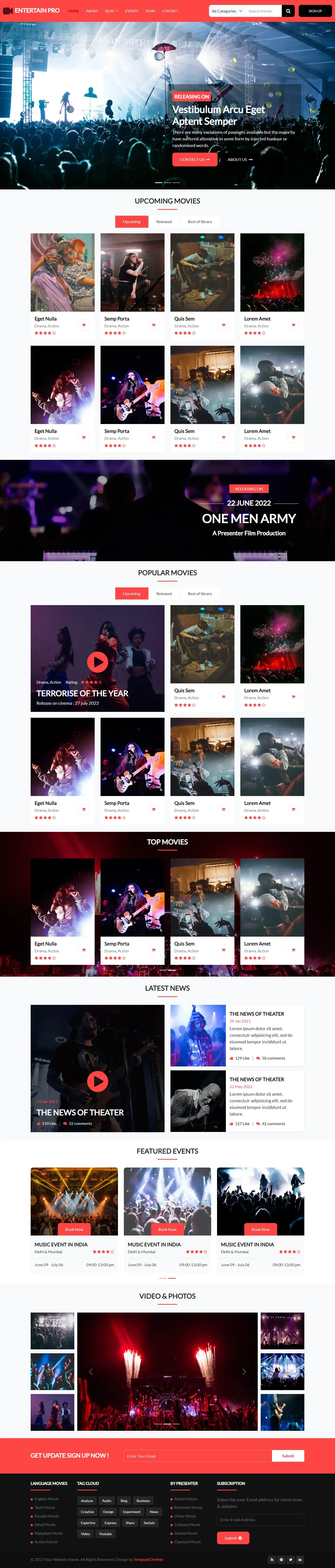 Film website template home