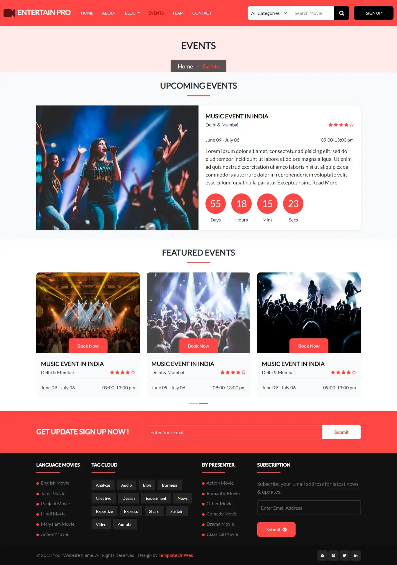 Film production house events page