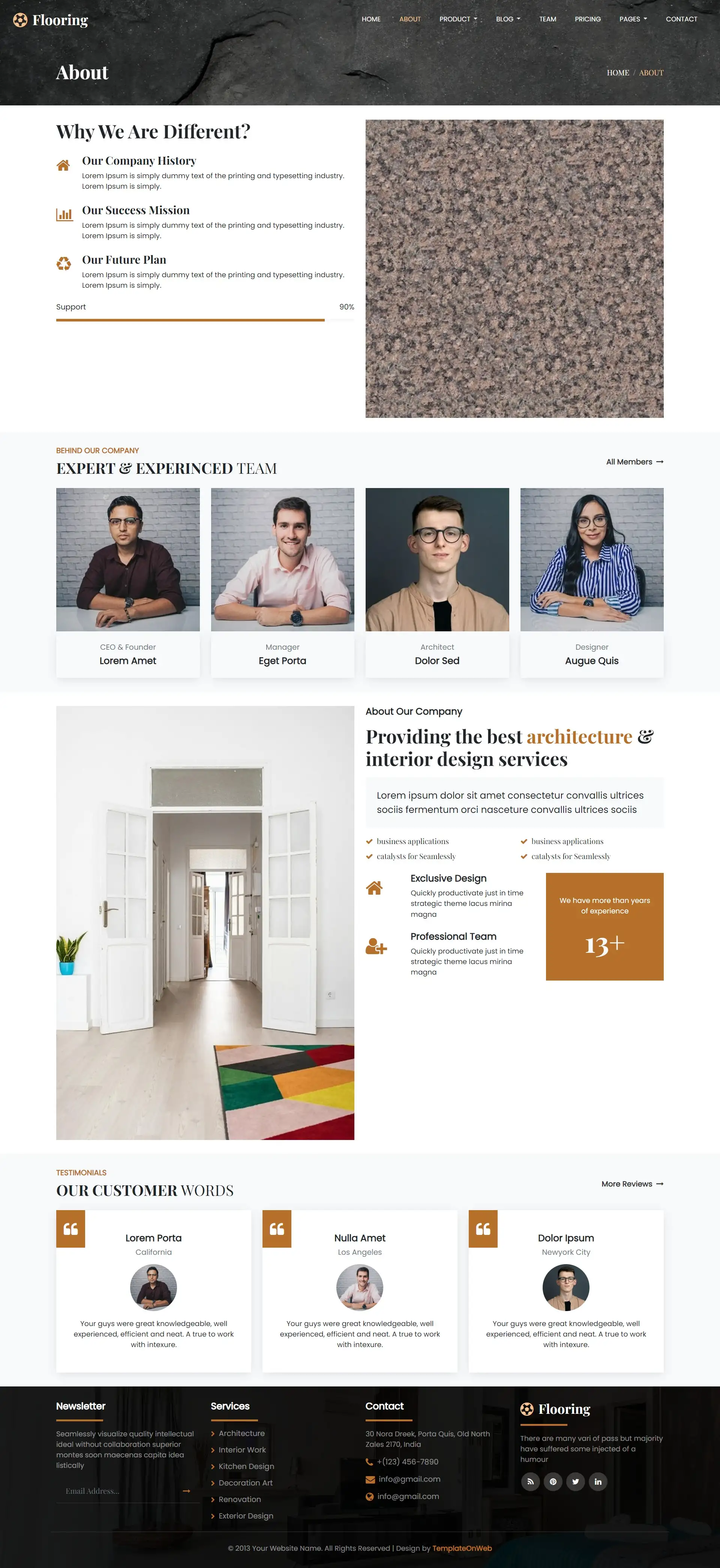 Flooring company details page responsive design