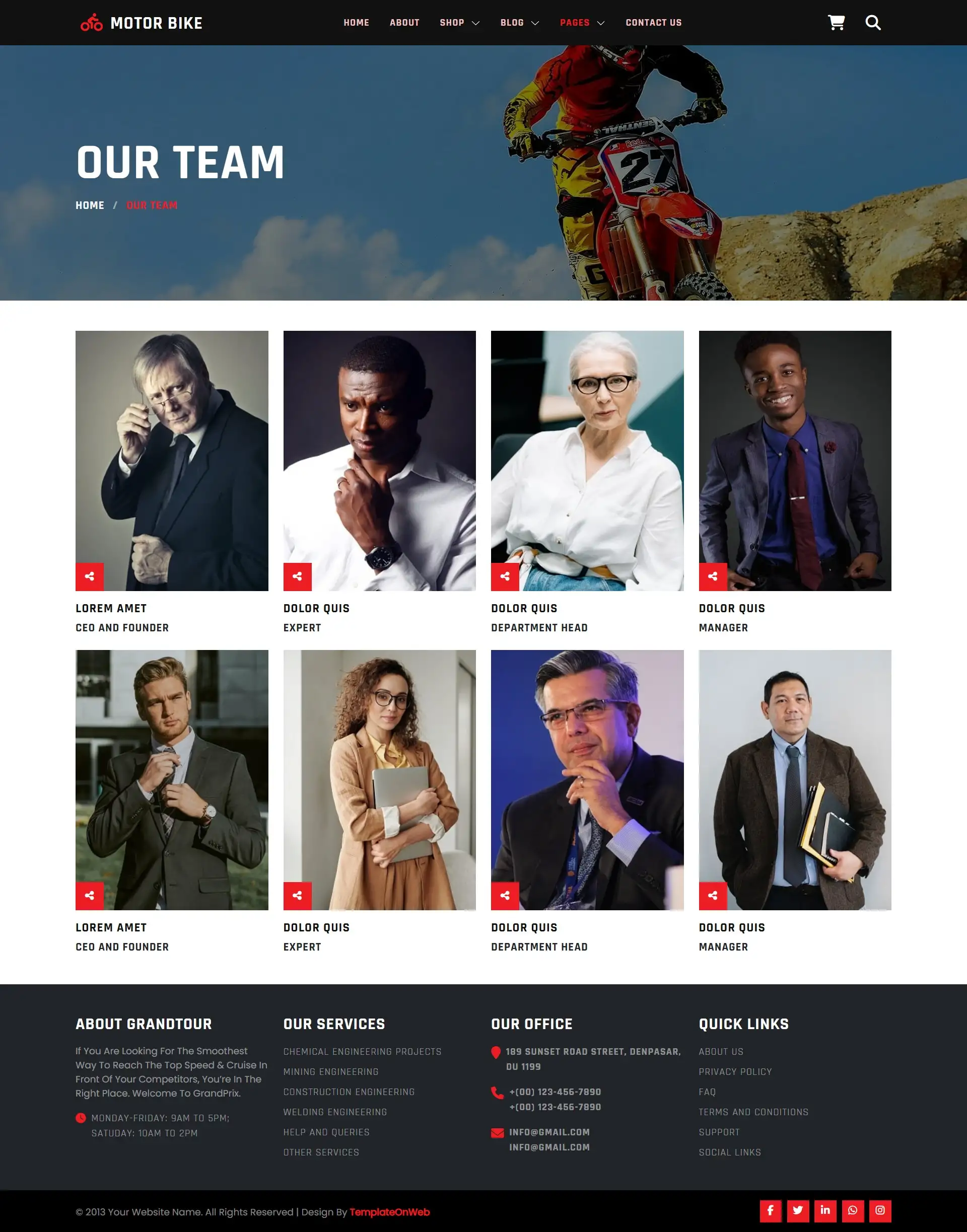 Motorcycle selling teams page