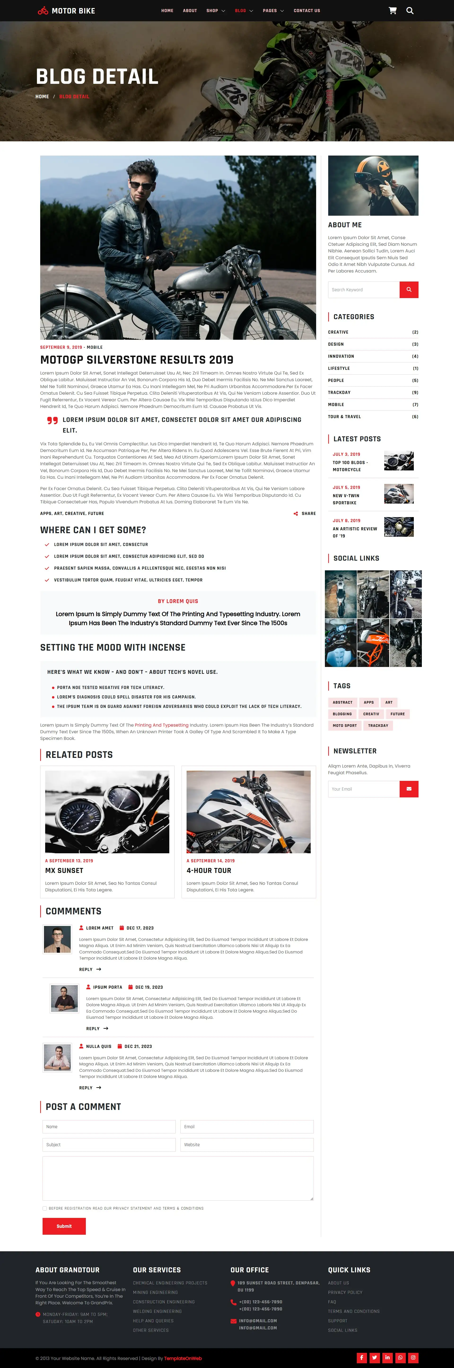 Motorcycle touring guide blog details page