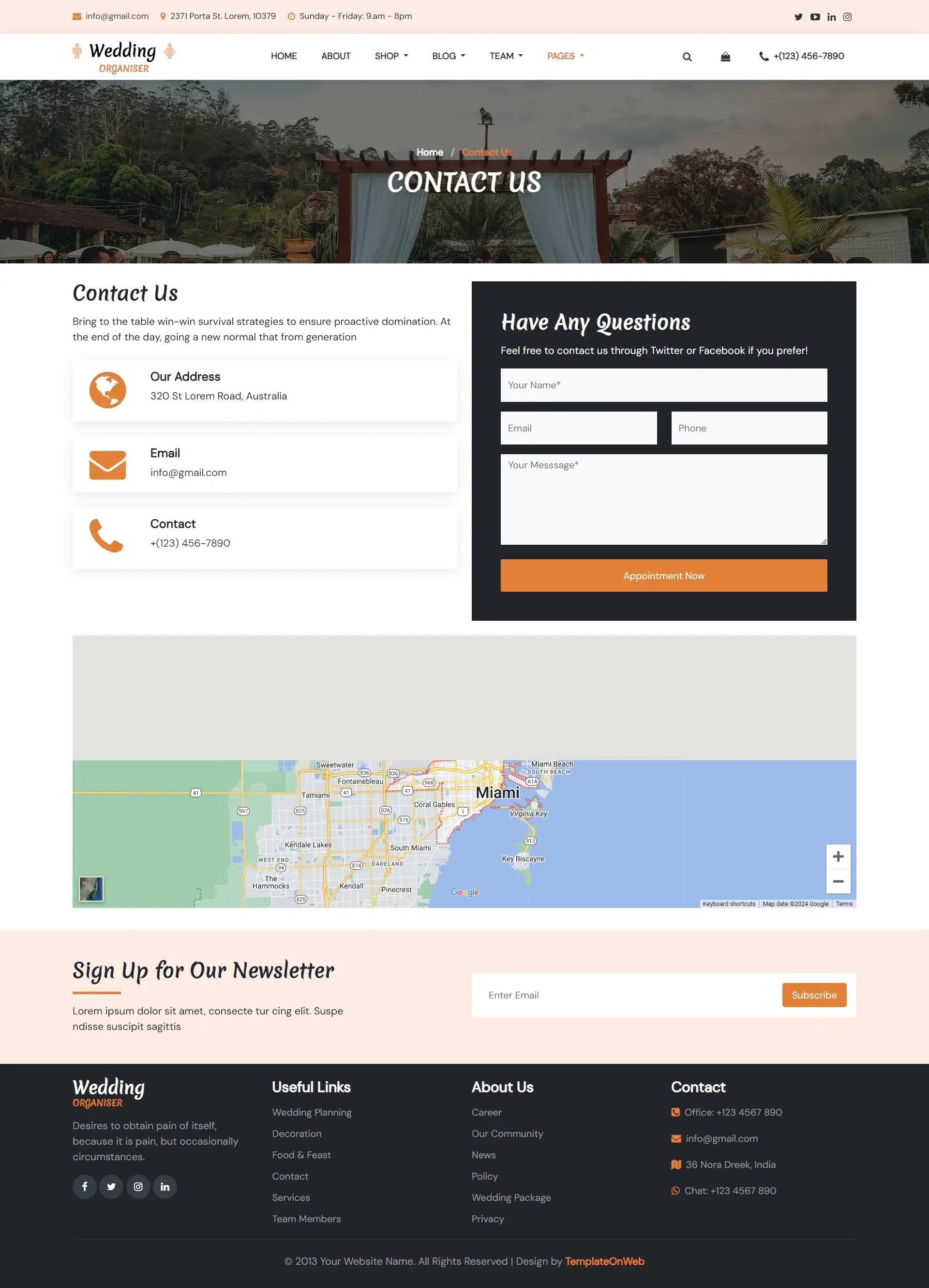 Marriage manager comapny address details page