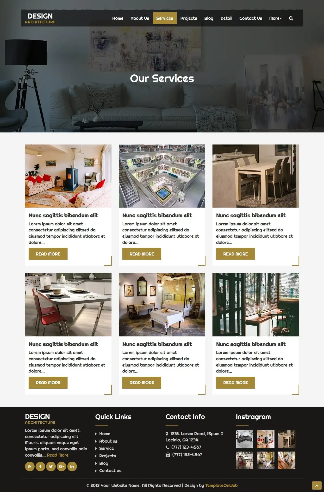Architecture business template services page