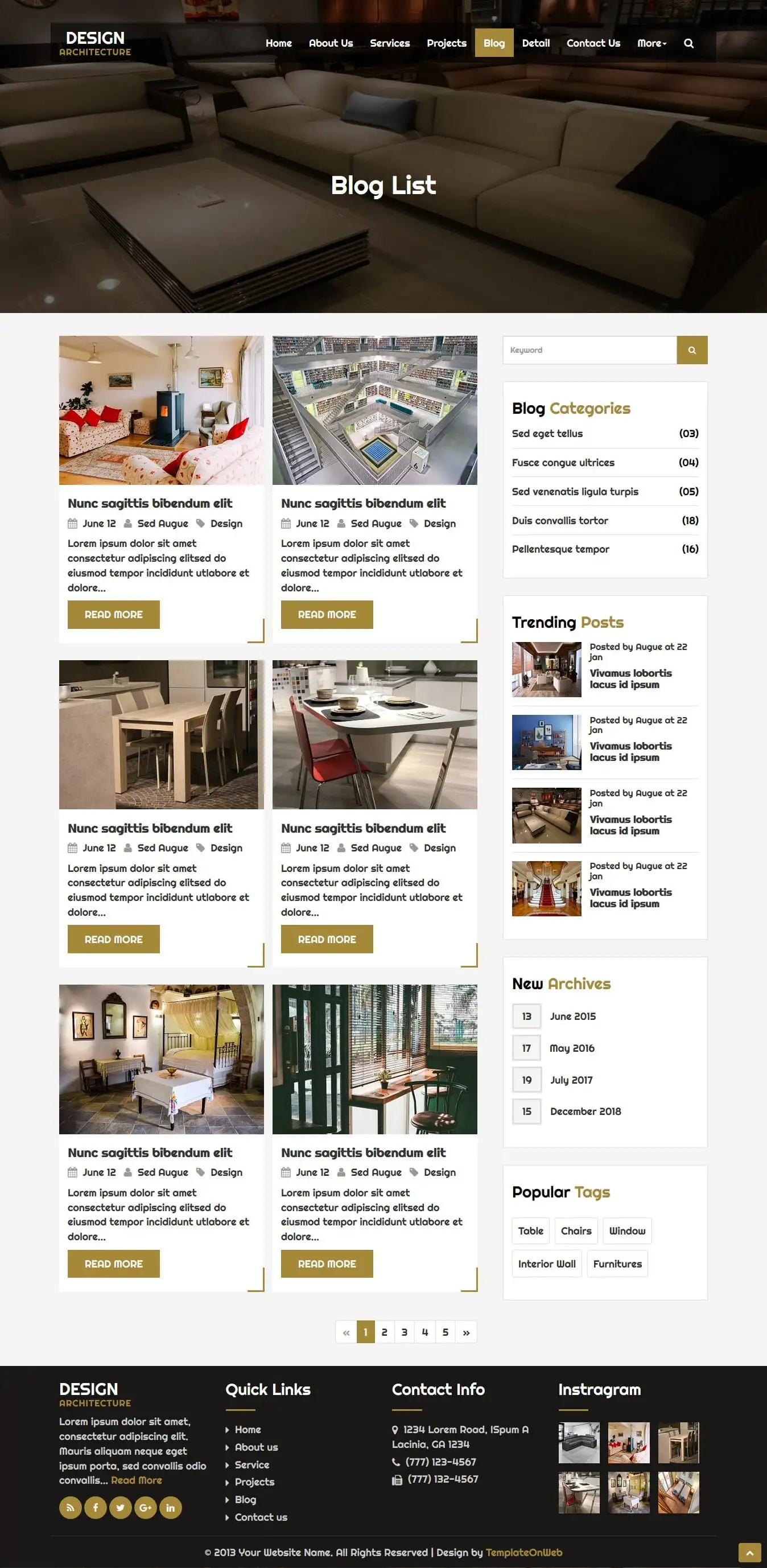 Responsive template architect blogs page