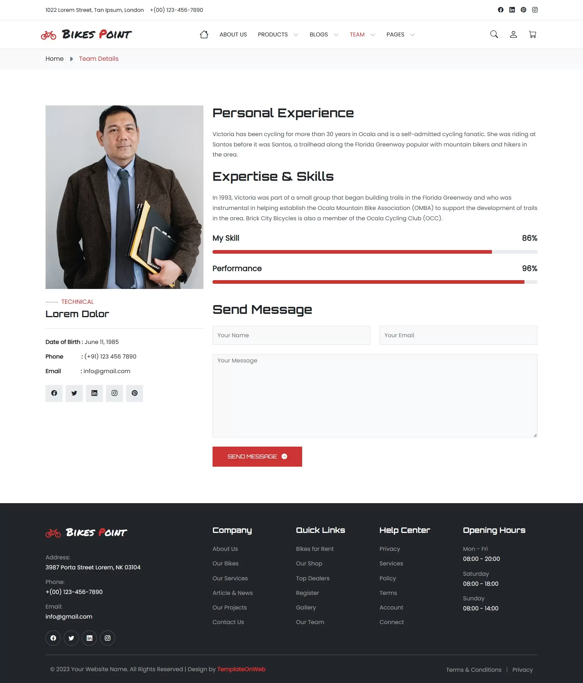 Expertise and background of team member