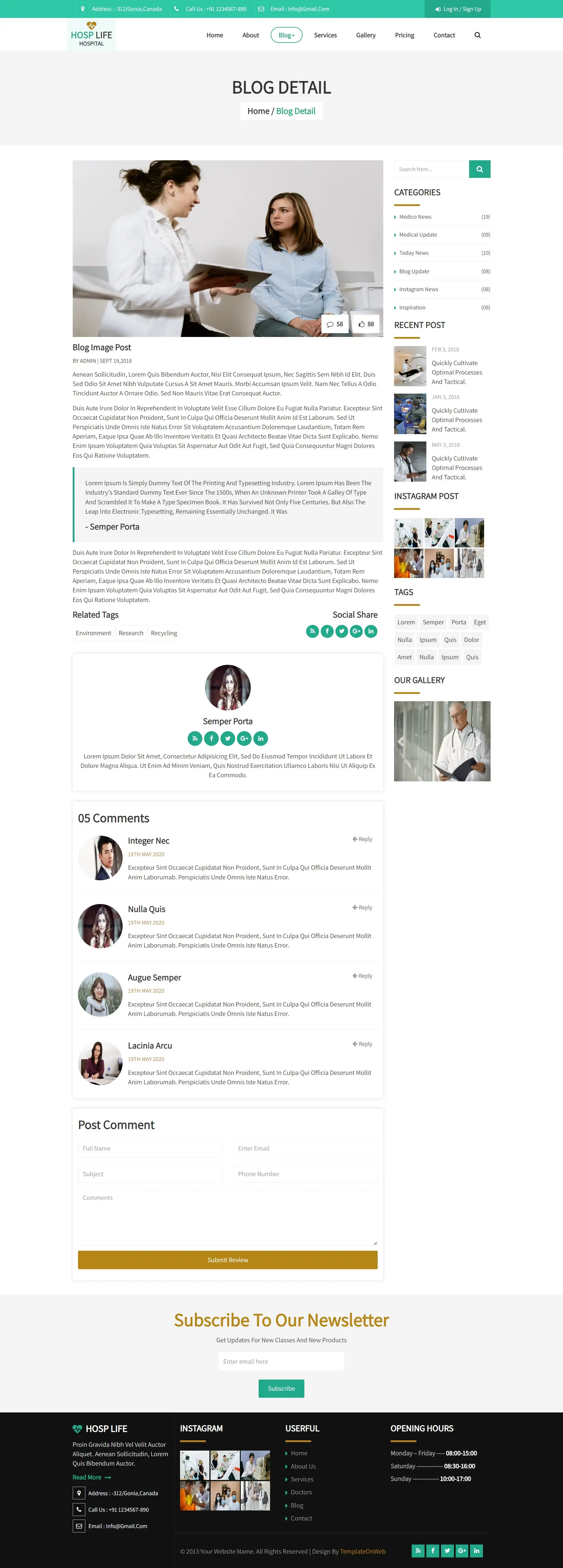 Medical checkup by hospital blog detail web page