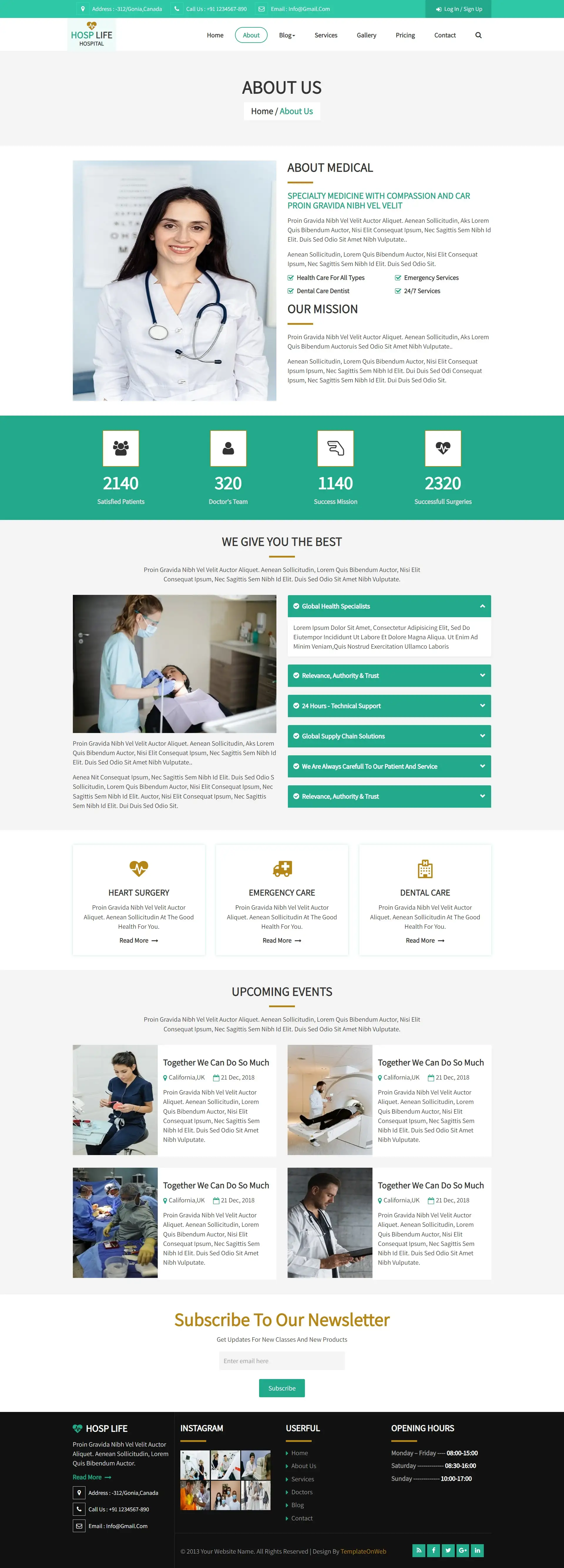 Hospital doctors details web page