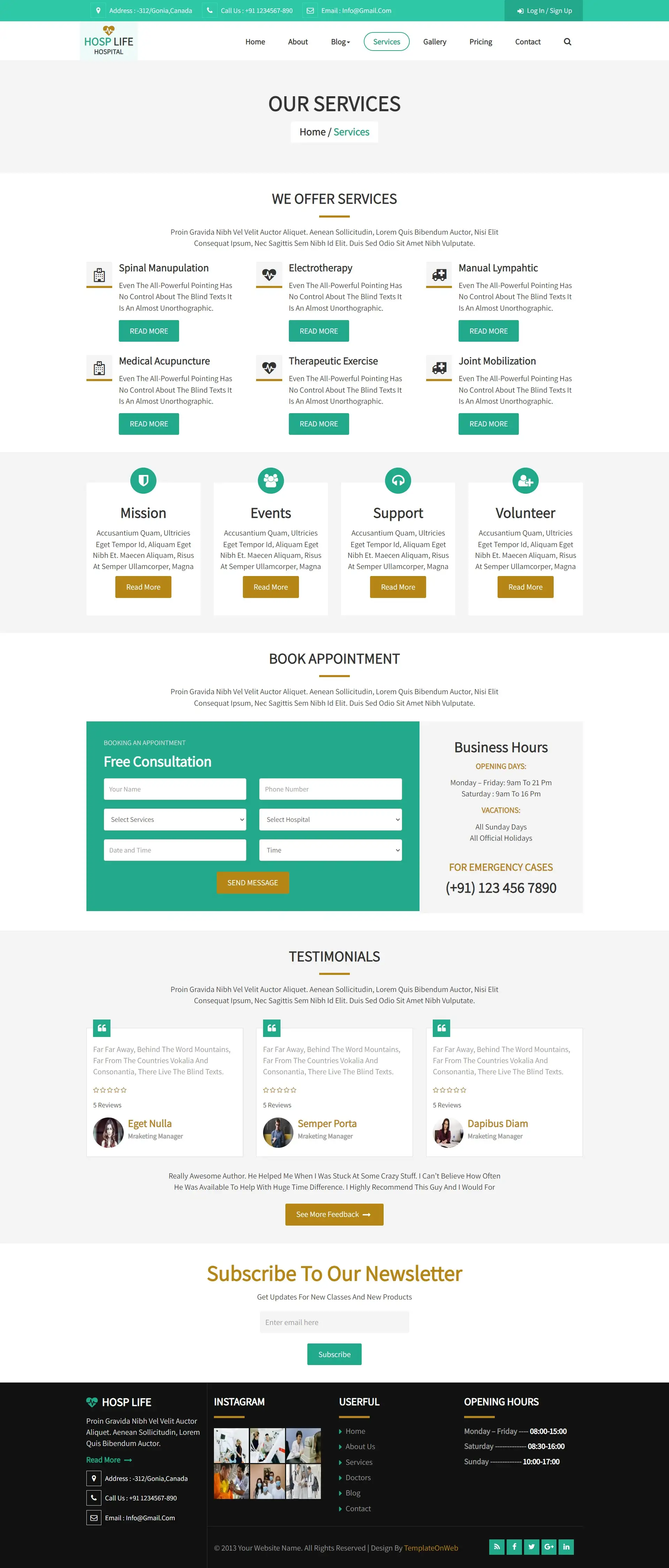 Preventive health services html bootstrap